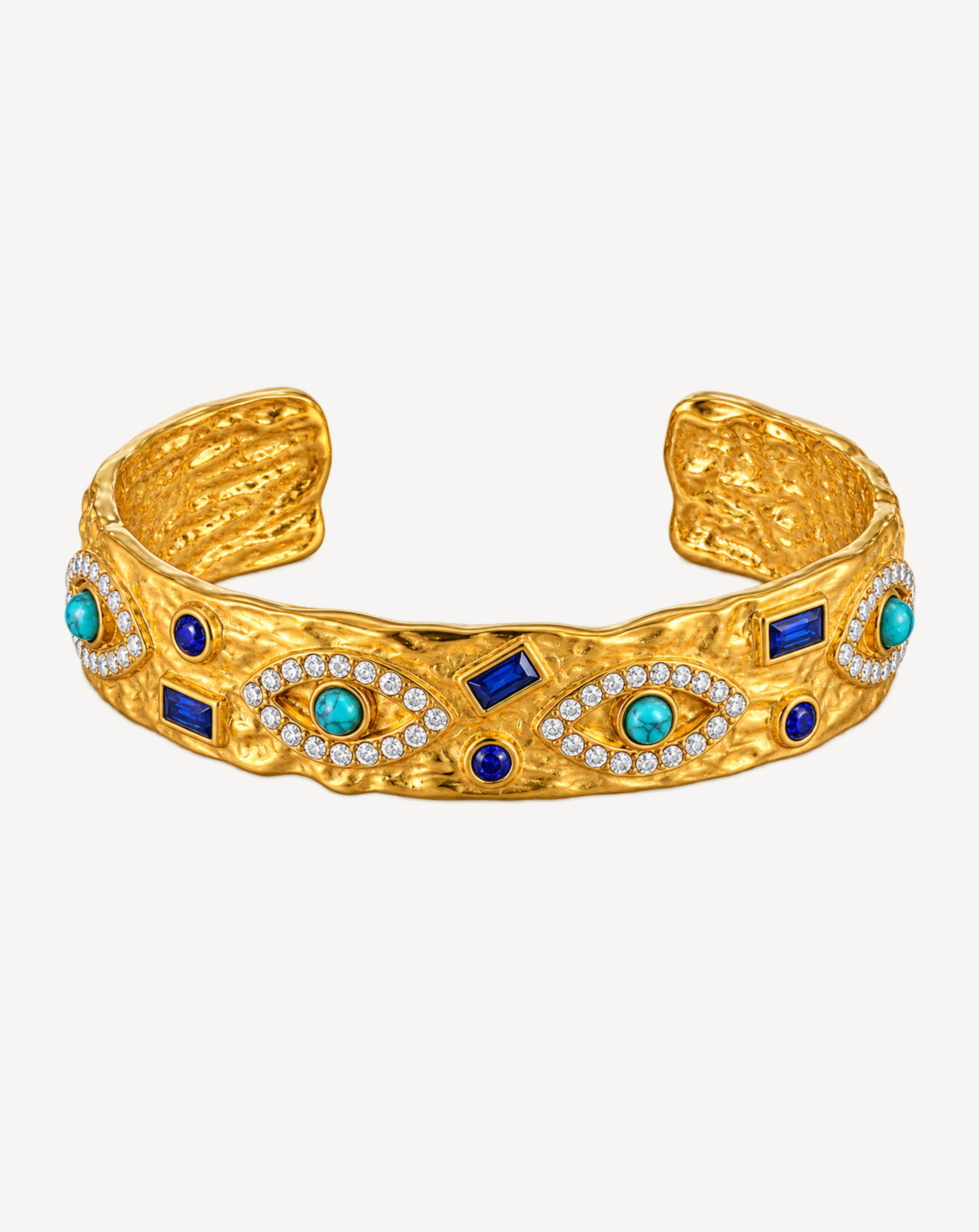Turquoise Eye Open Cuff Bracelet | Gold-Plated Stainless Steel