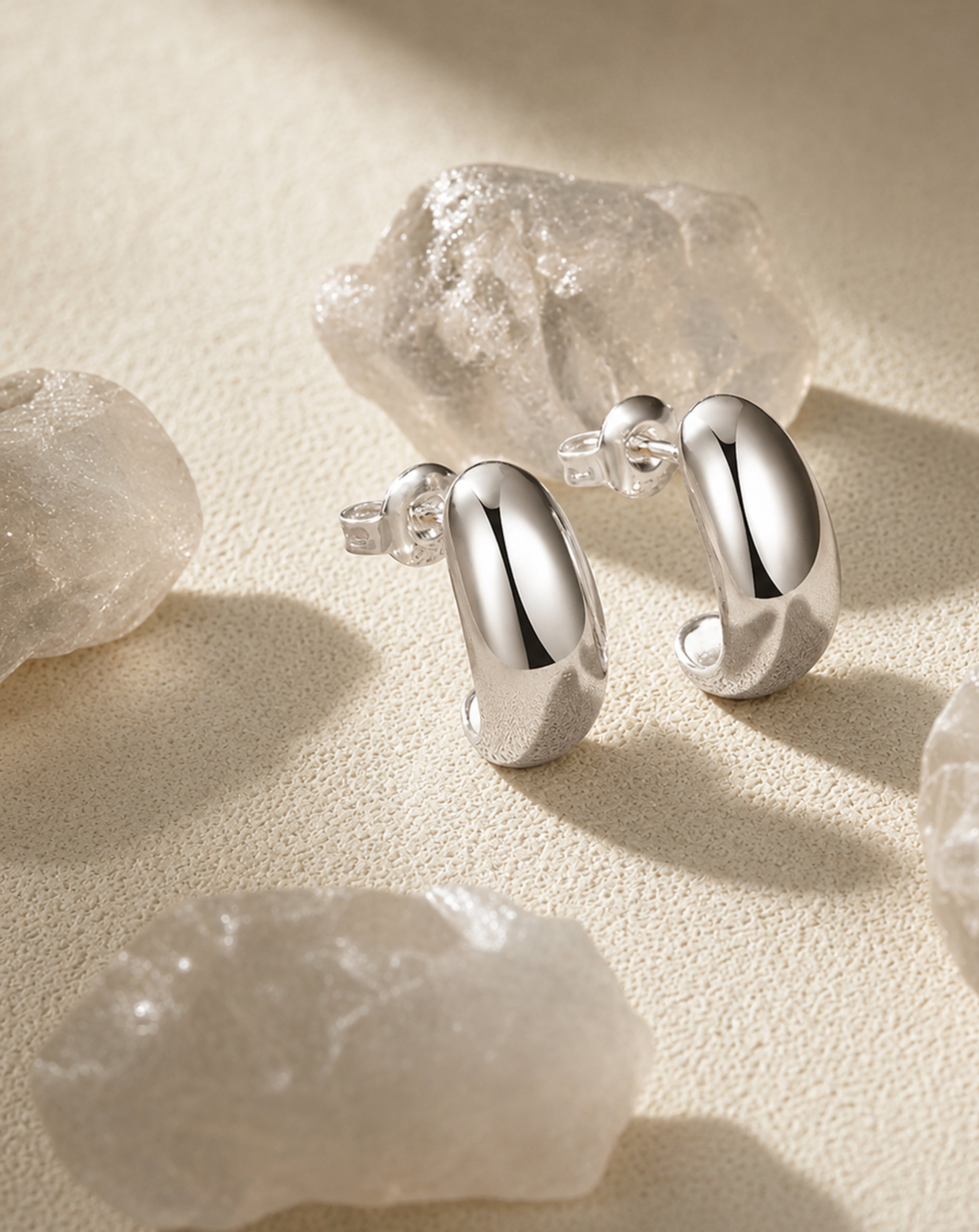 925 Sterling Silver C-Shaped Stud Earrings | Gold & Silver