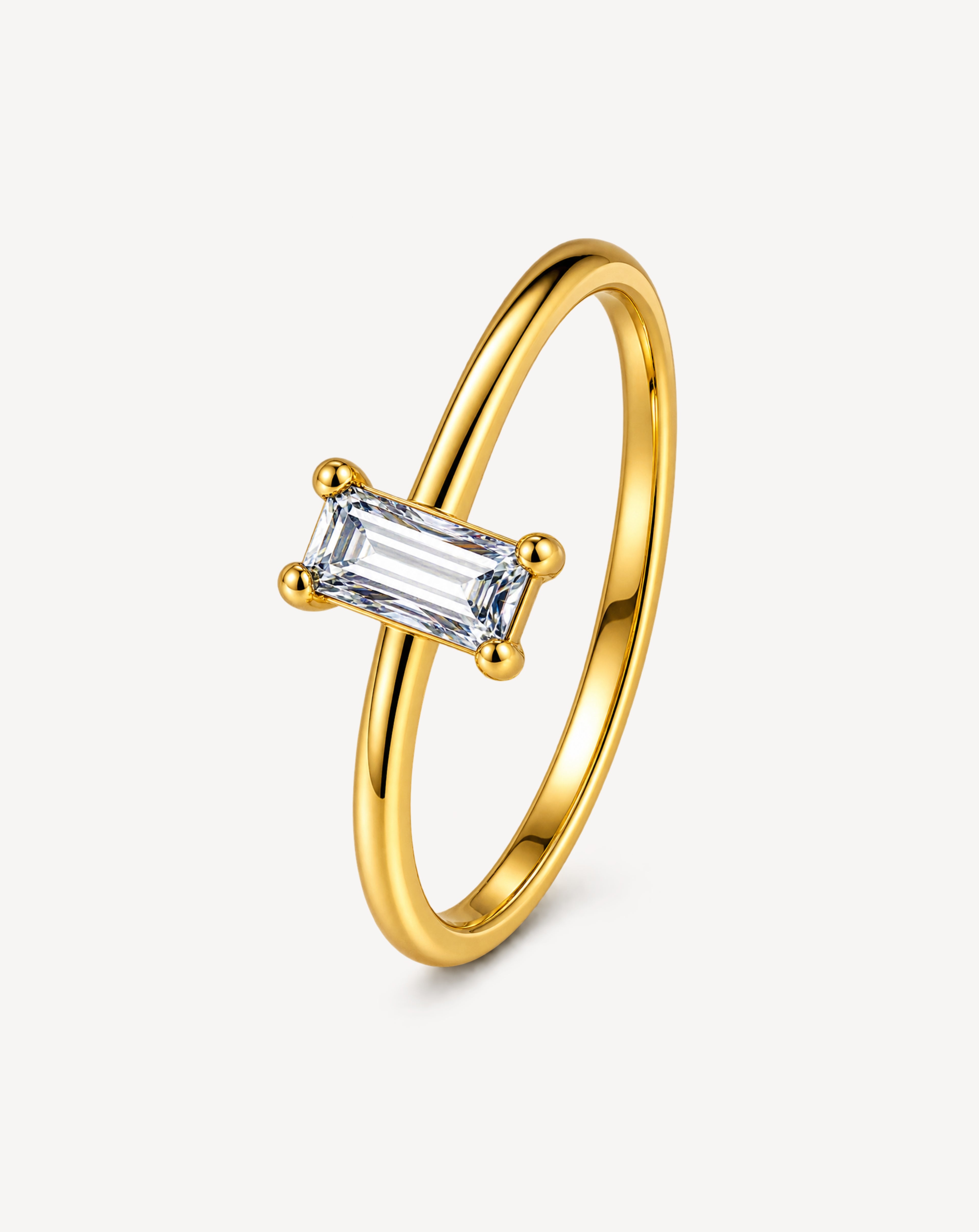 Zircon Gold Ring for Women | Stainless Steel Statement Ring