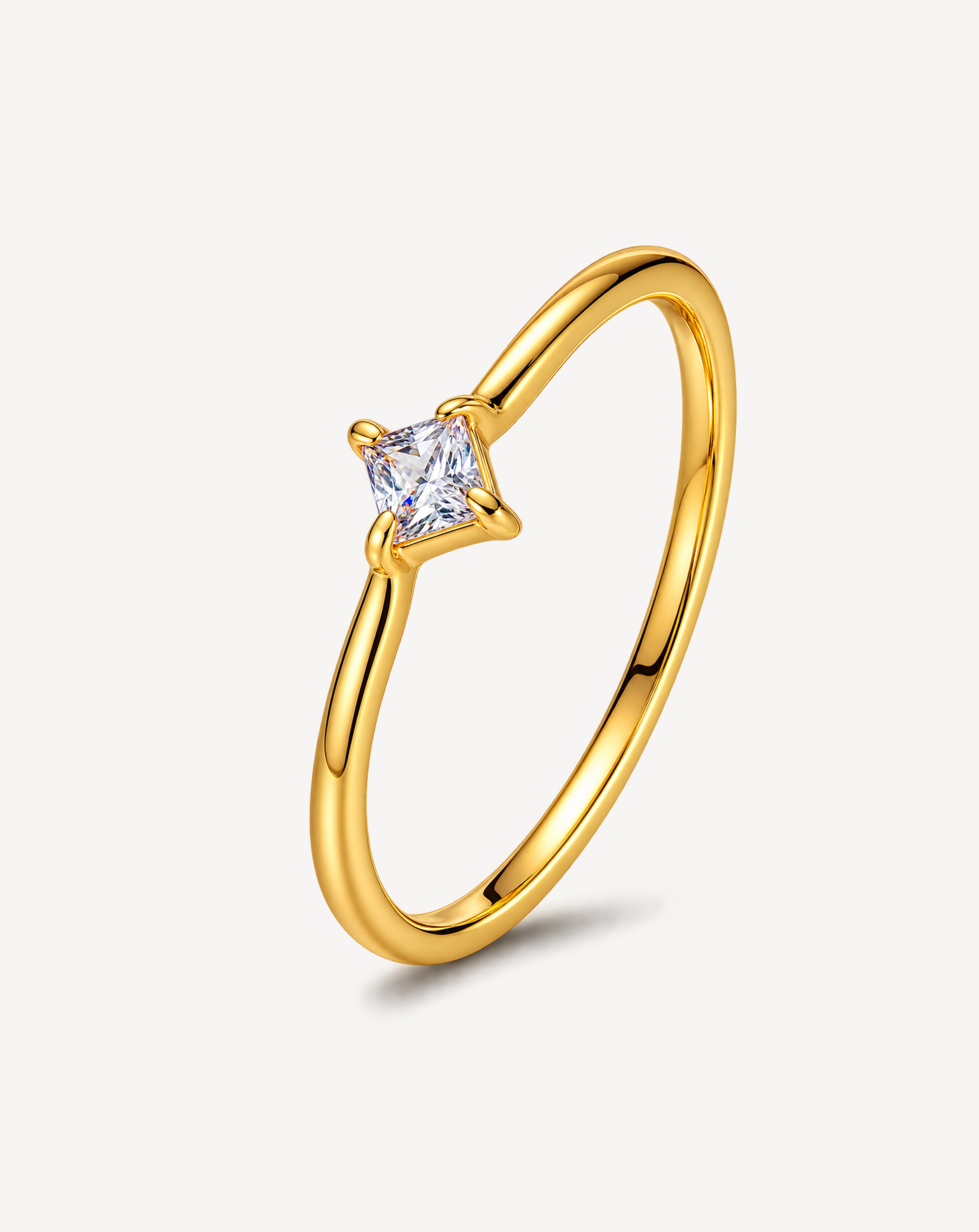 Zircon Gold Ring for Women | Stainless Steel Statement Ring