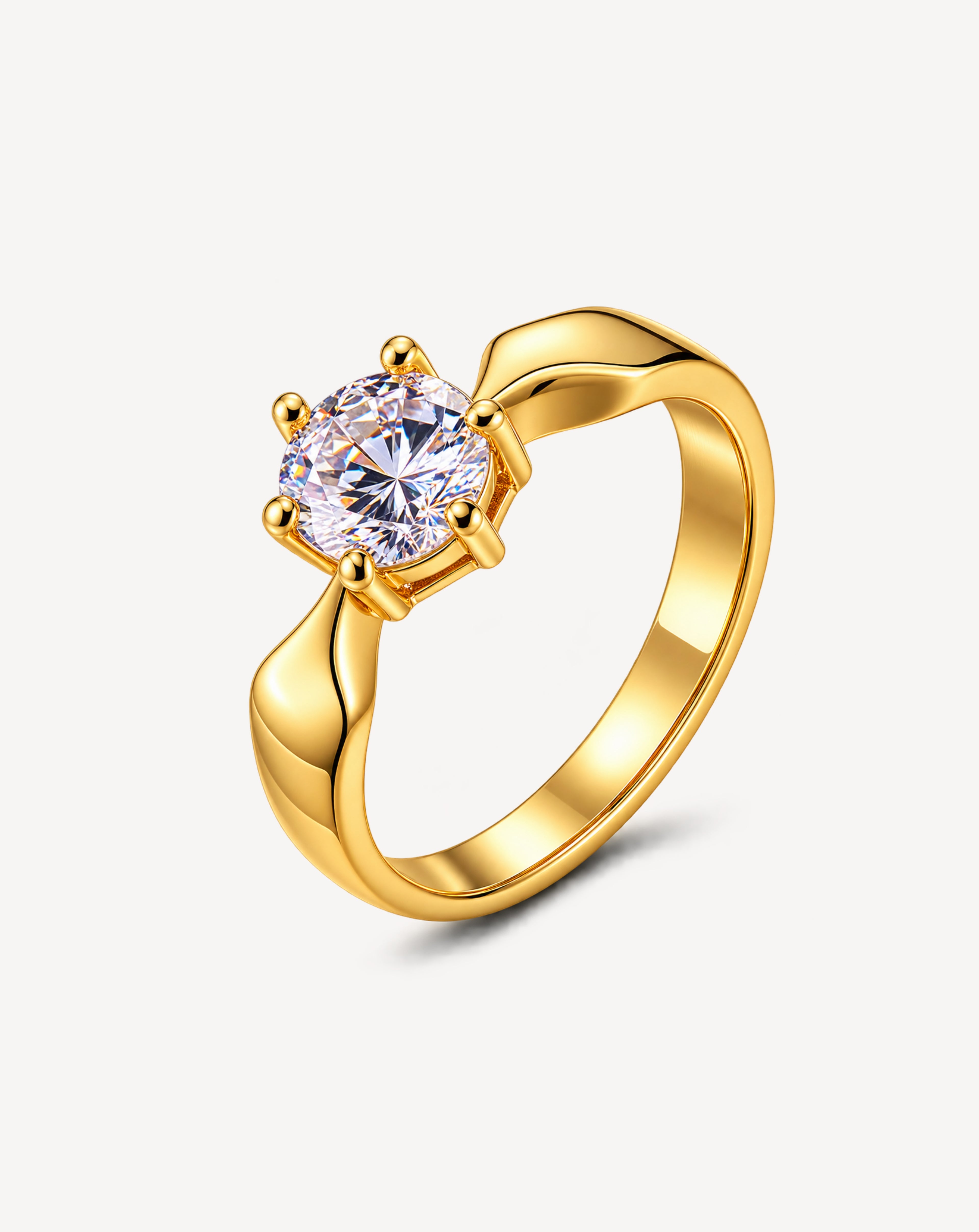 Zircon Gold Ring for Women | Stainless Steel Statement Ring