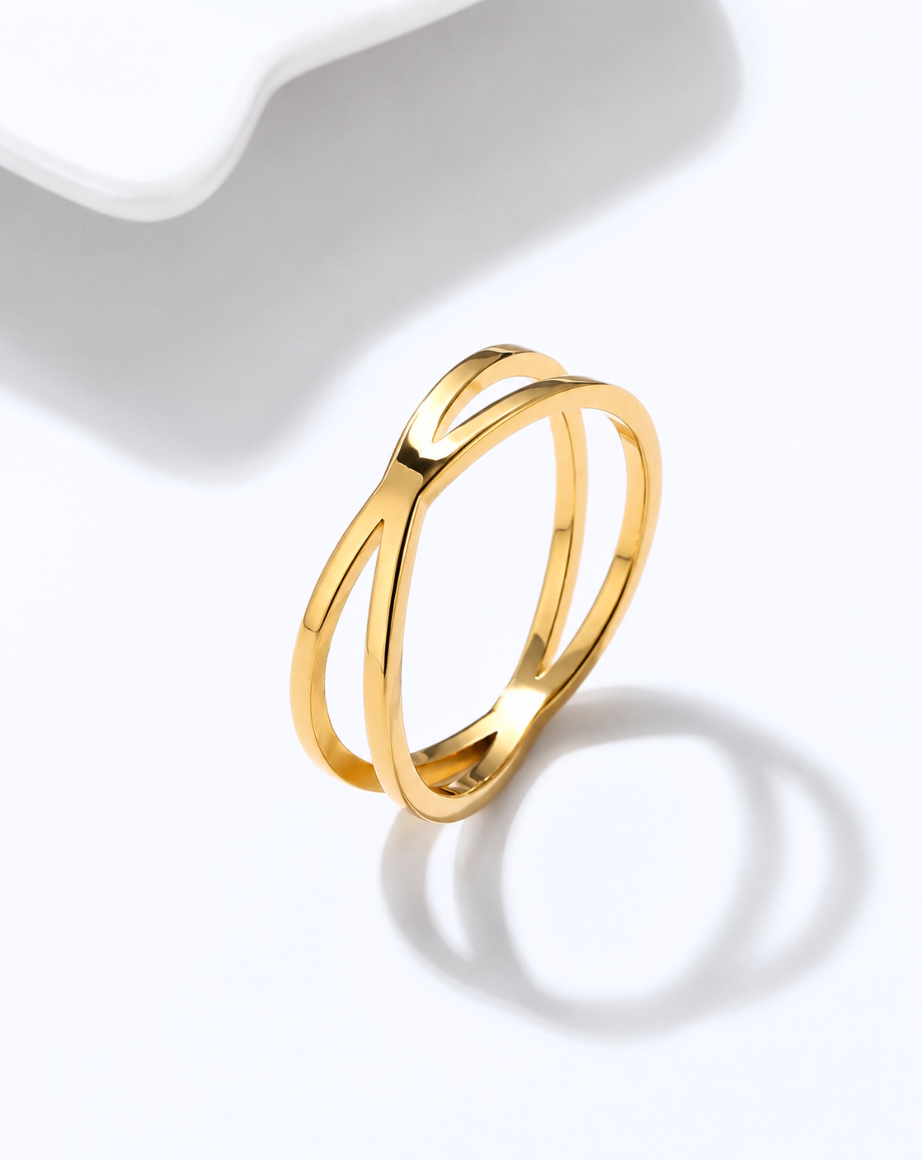 Cross Band Stainless Steel Ring for Women | Gold & Silver