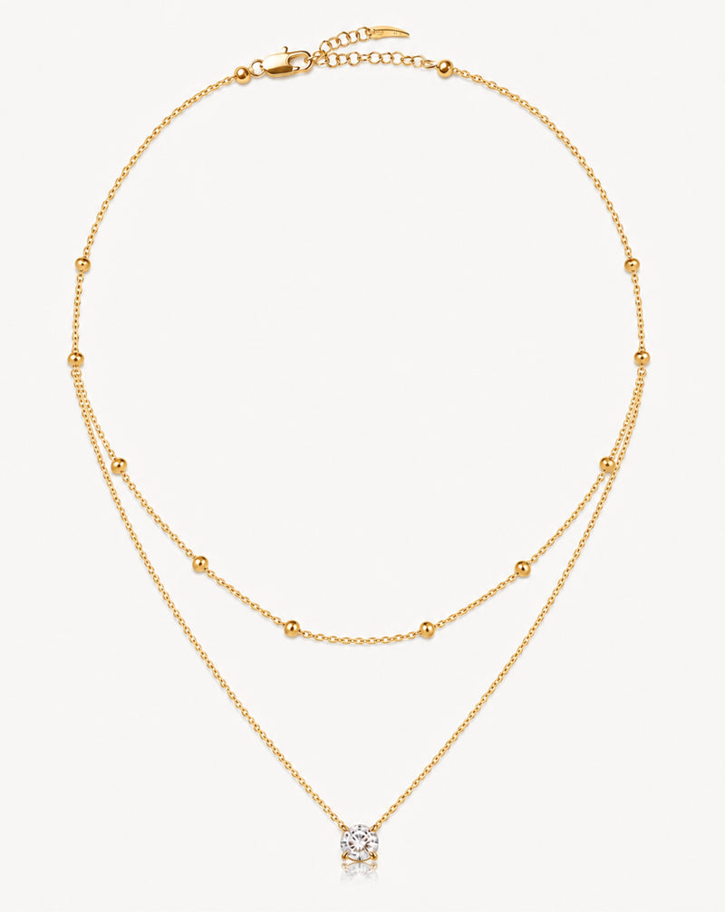 Double-Layer Gold Beaded Necklace for Women