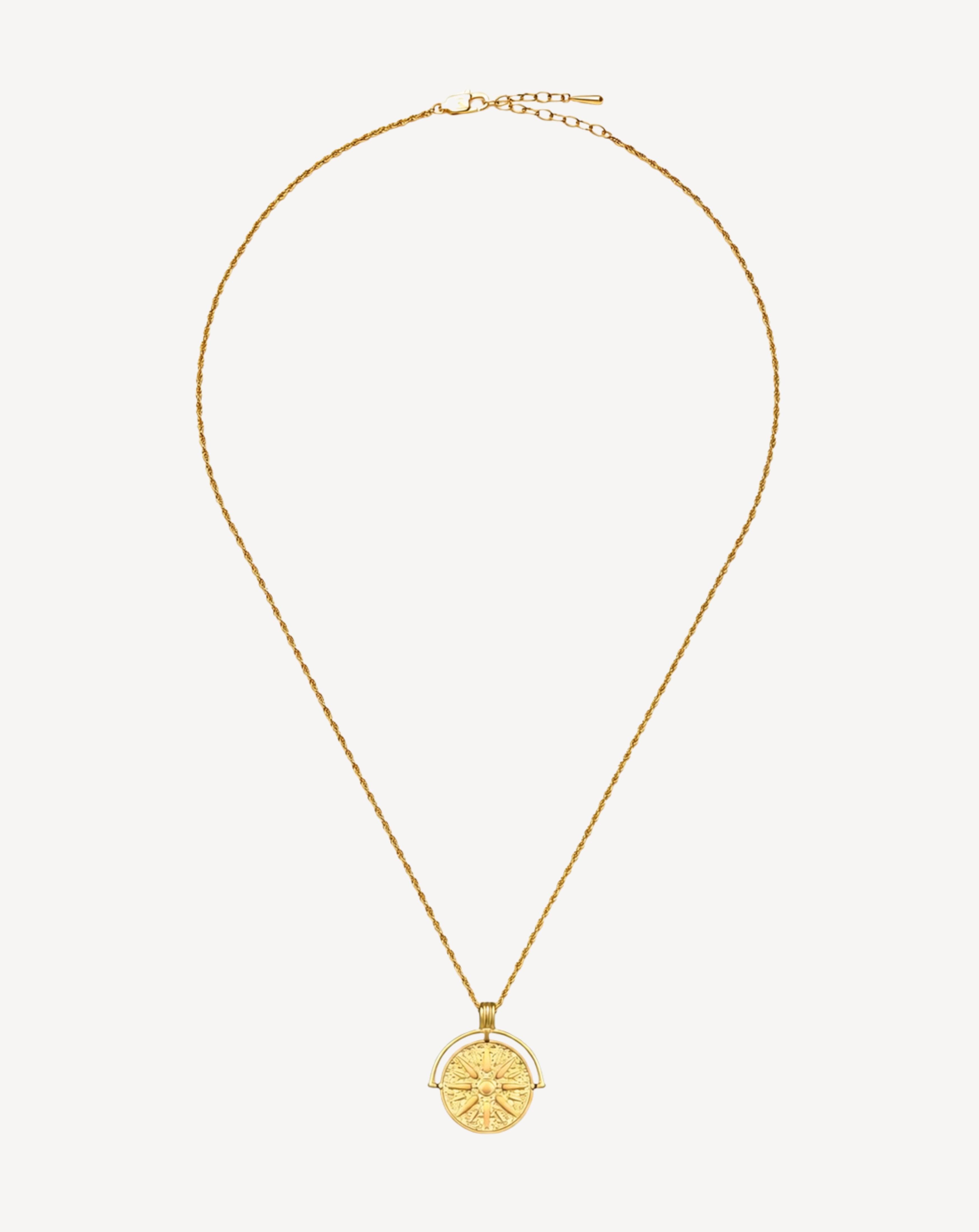 Relief-Carved Geometric Pendant Necklace | Gold & Silver