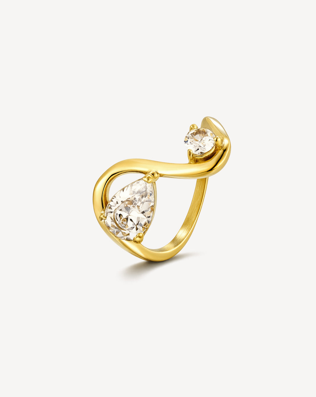 Geometric Zircon Double Ring | Gold Stainless Steel