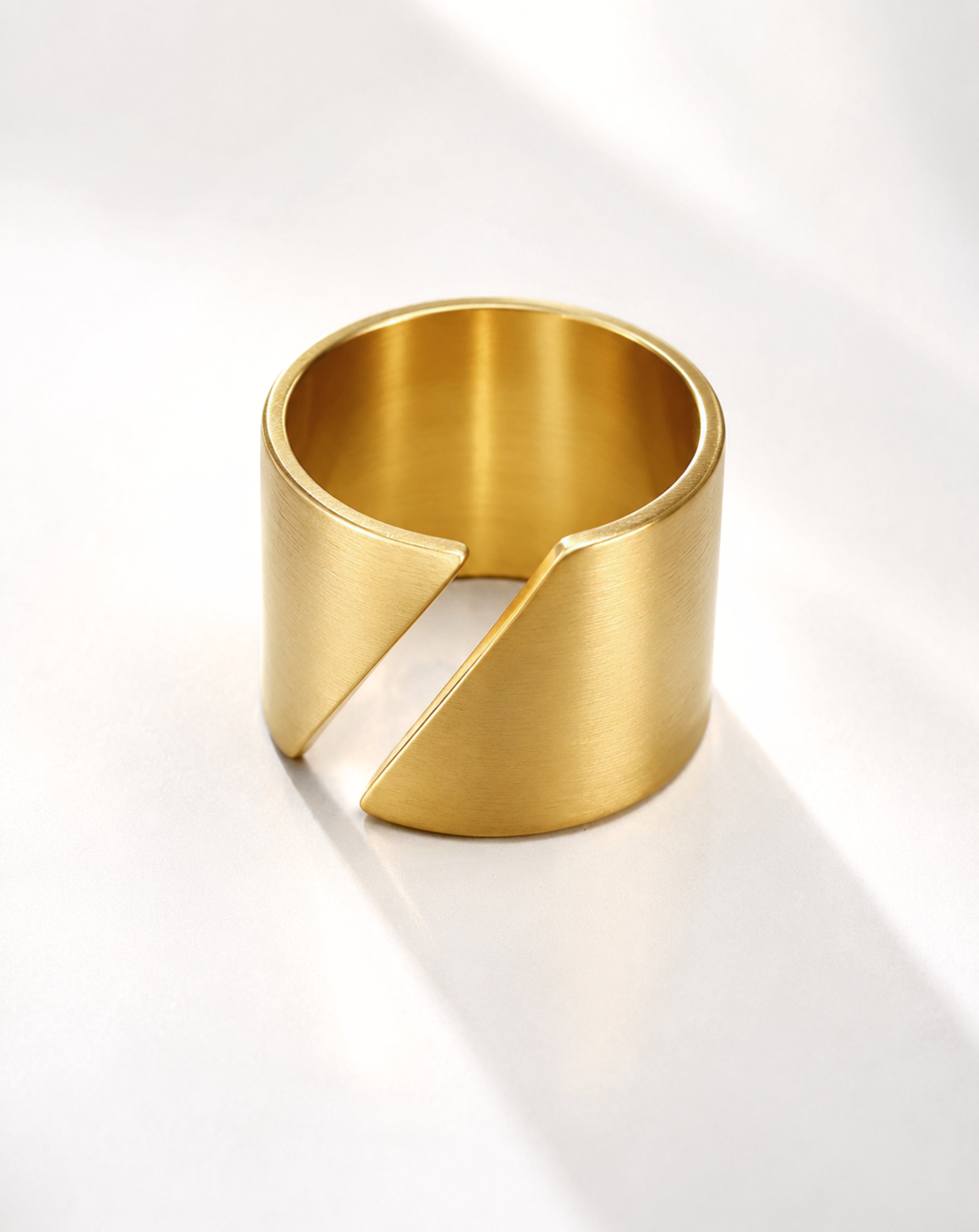 Gold U-Shaped Titanium Steel Open Ring for Women | Statement Ring