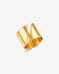Gold U-Shaped Titanium Steel Open Ring for Women | Statement Ring