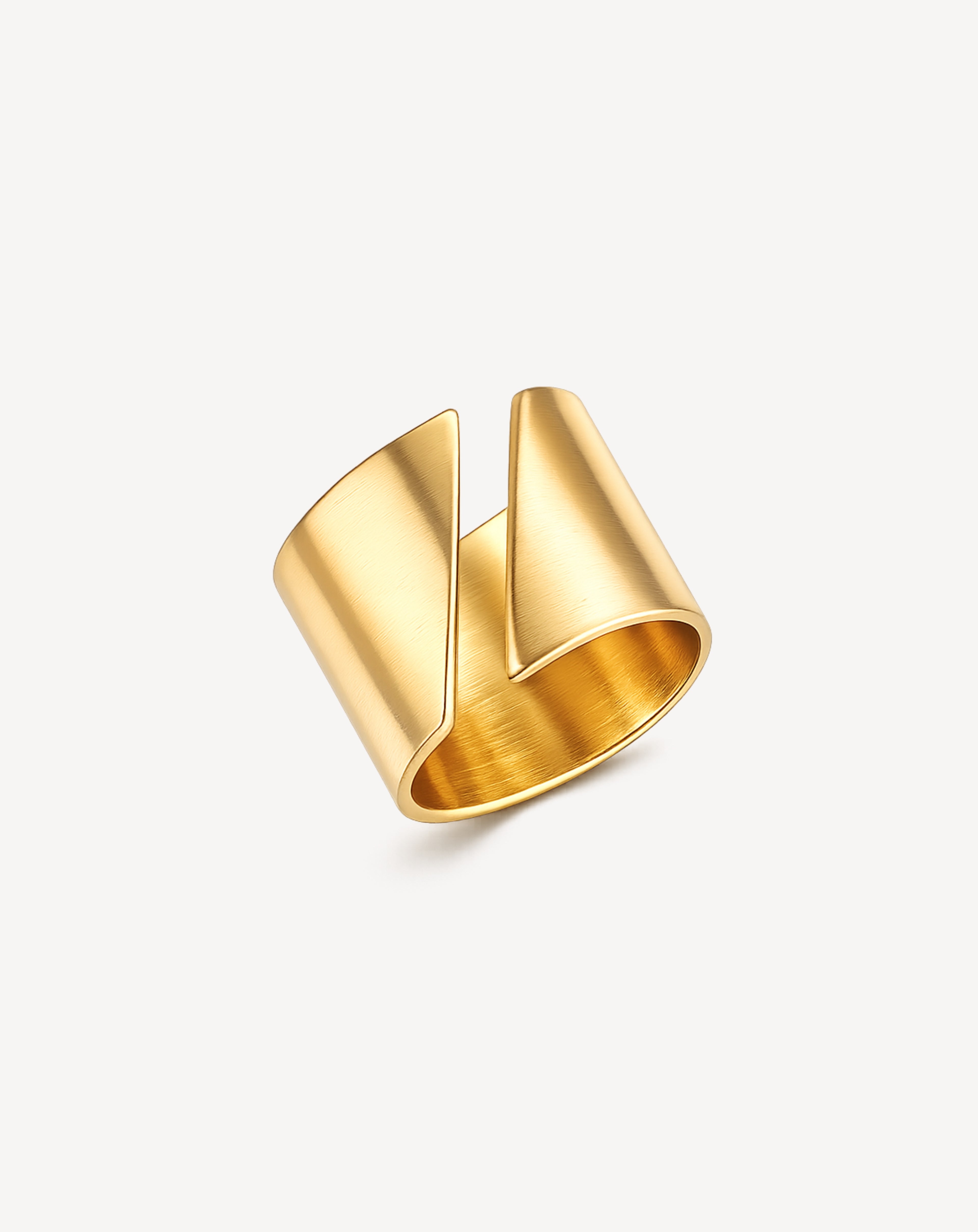 Gold U-Shaped Titanium Steel Open Ring for Women | Statement Ring