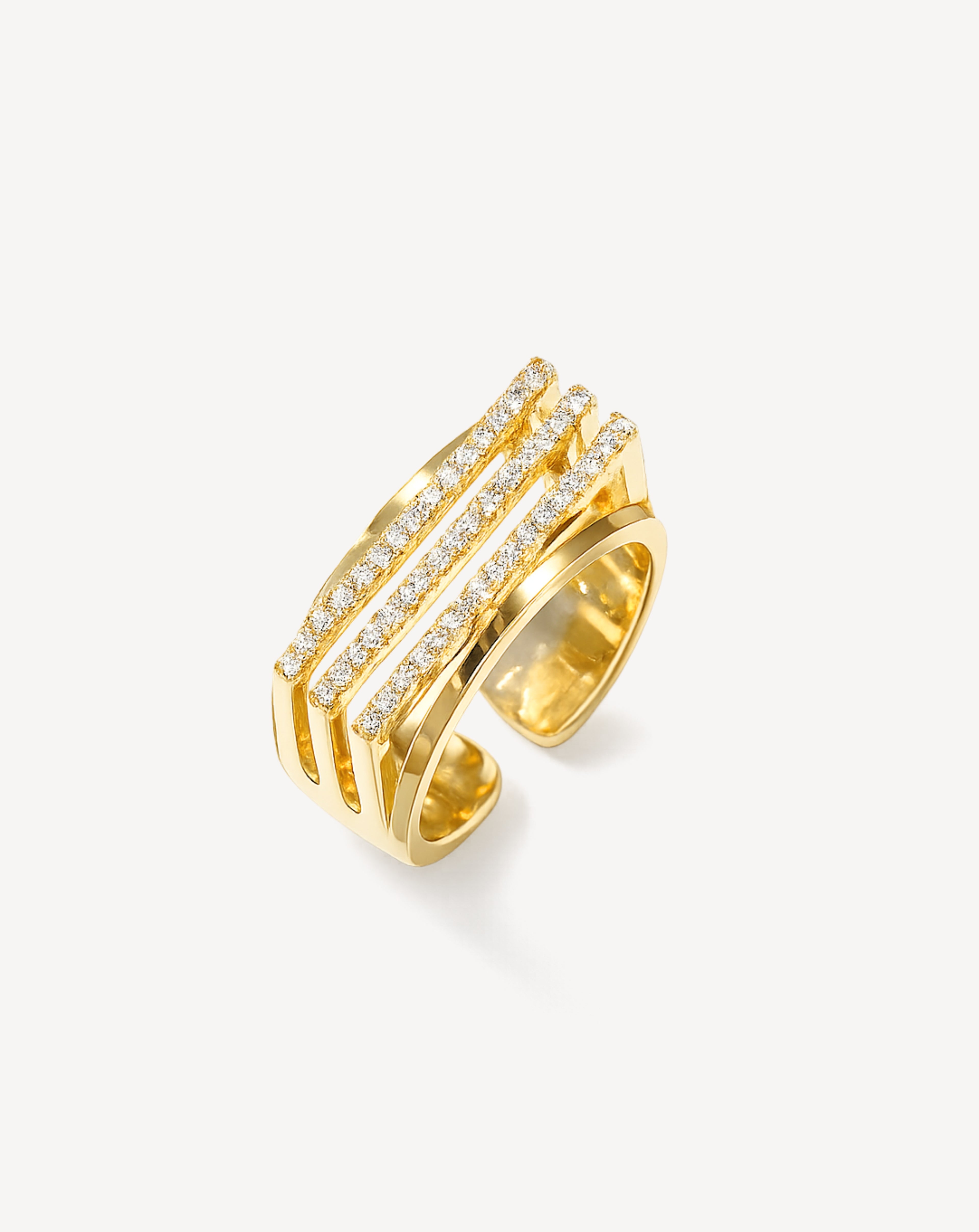 Gold Geometric Layered Open Ring for Women | Minimalist Statement Ring