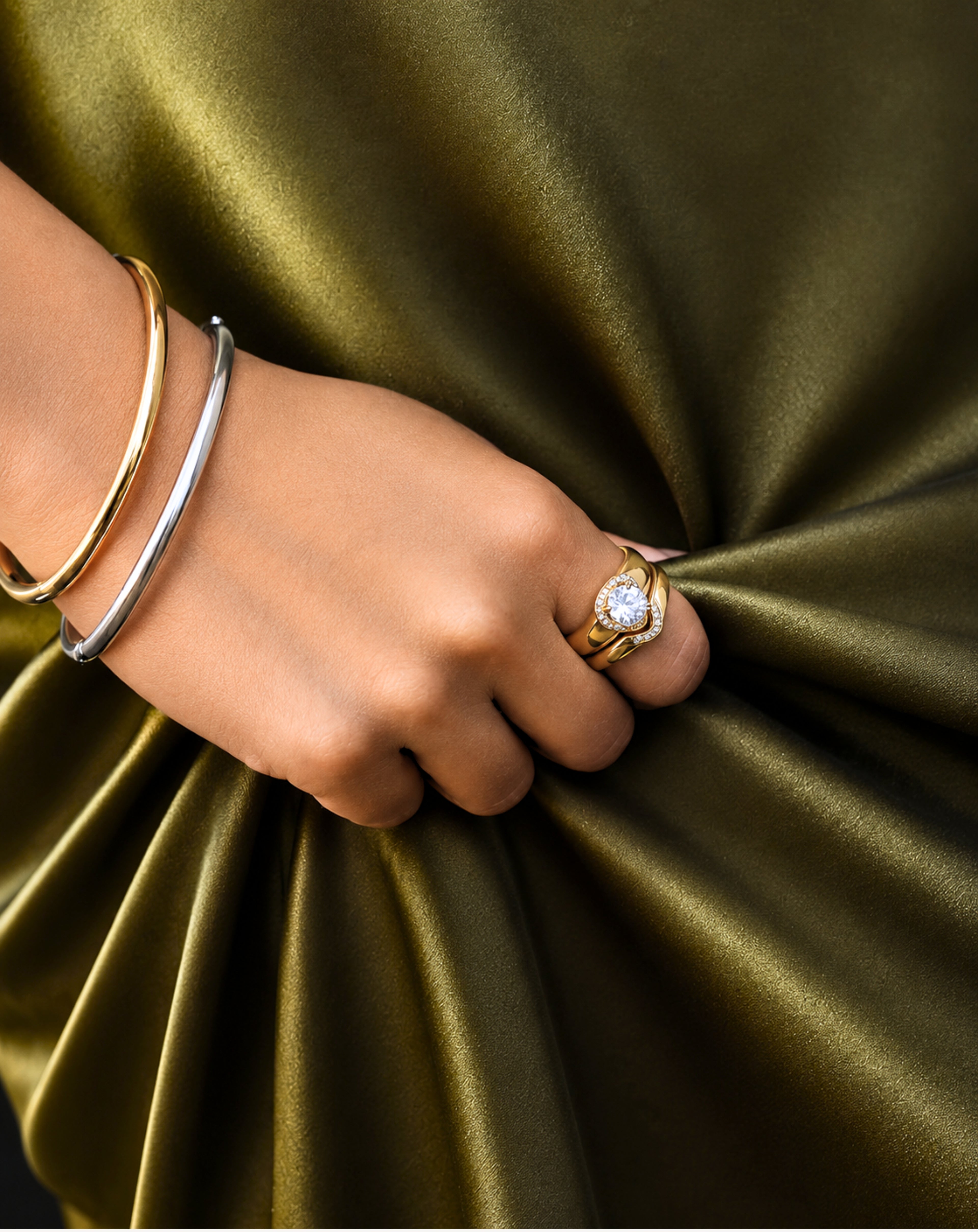 Gold Plated Titanium Steel Chain Ring for Women