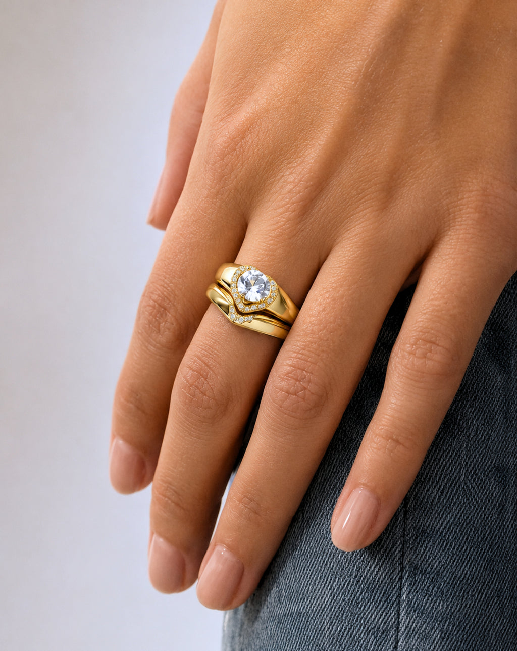 Gold Plated Titanium Steel Chain Ring for Women
