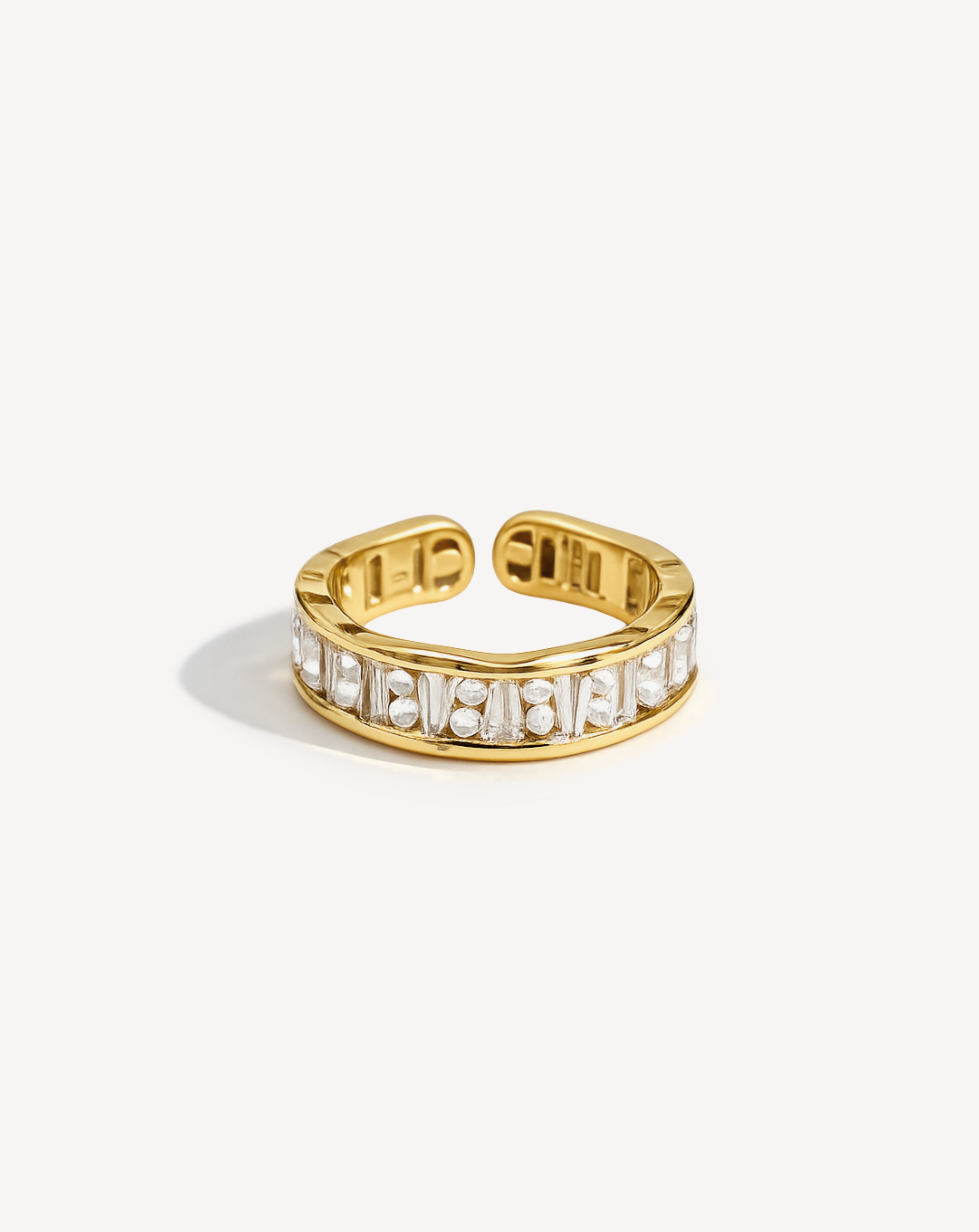 Zircon Adjustable Open Ring for Women | Gold Geometric Ring