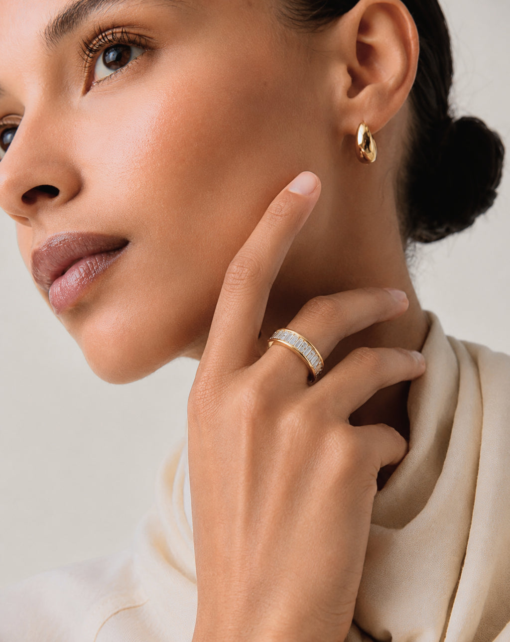 Zircon Adjustable Open Ring for Women | Gold Geometric Ring