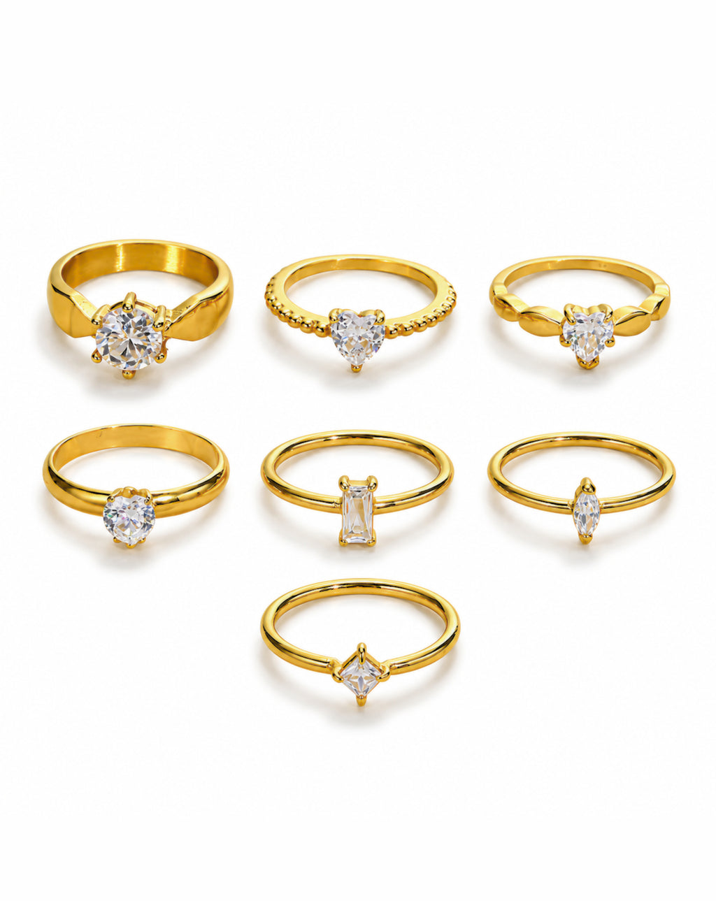 Zircon Gold Ring for Women | Stainless Steel Statement Ring