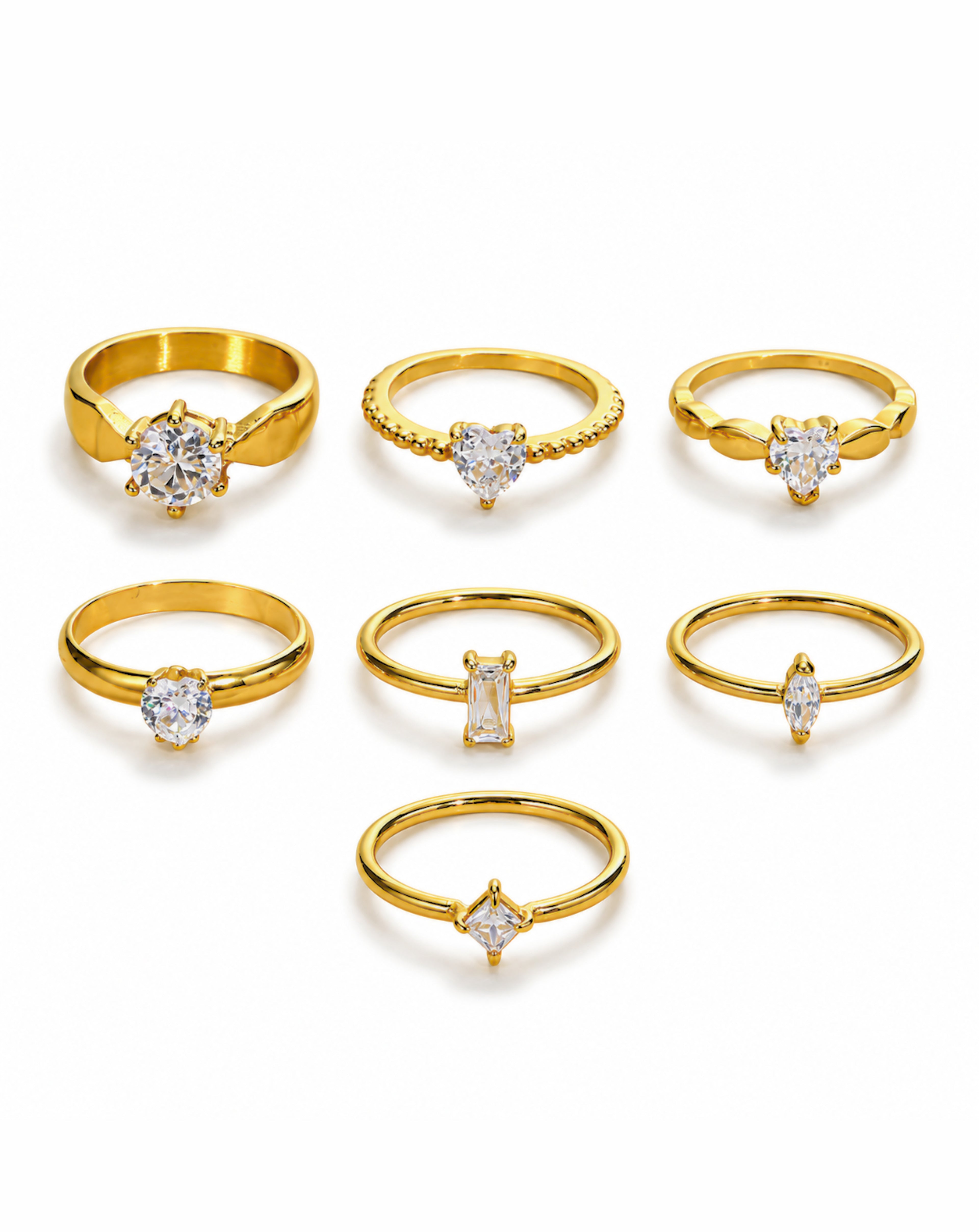 Zircon Gold Ring for Women | Stainless Steel Statement Ring