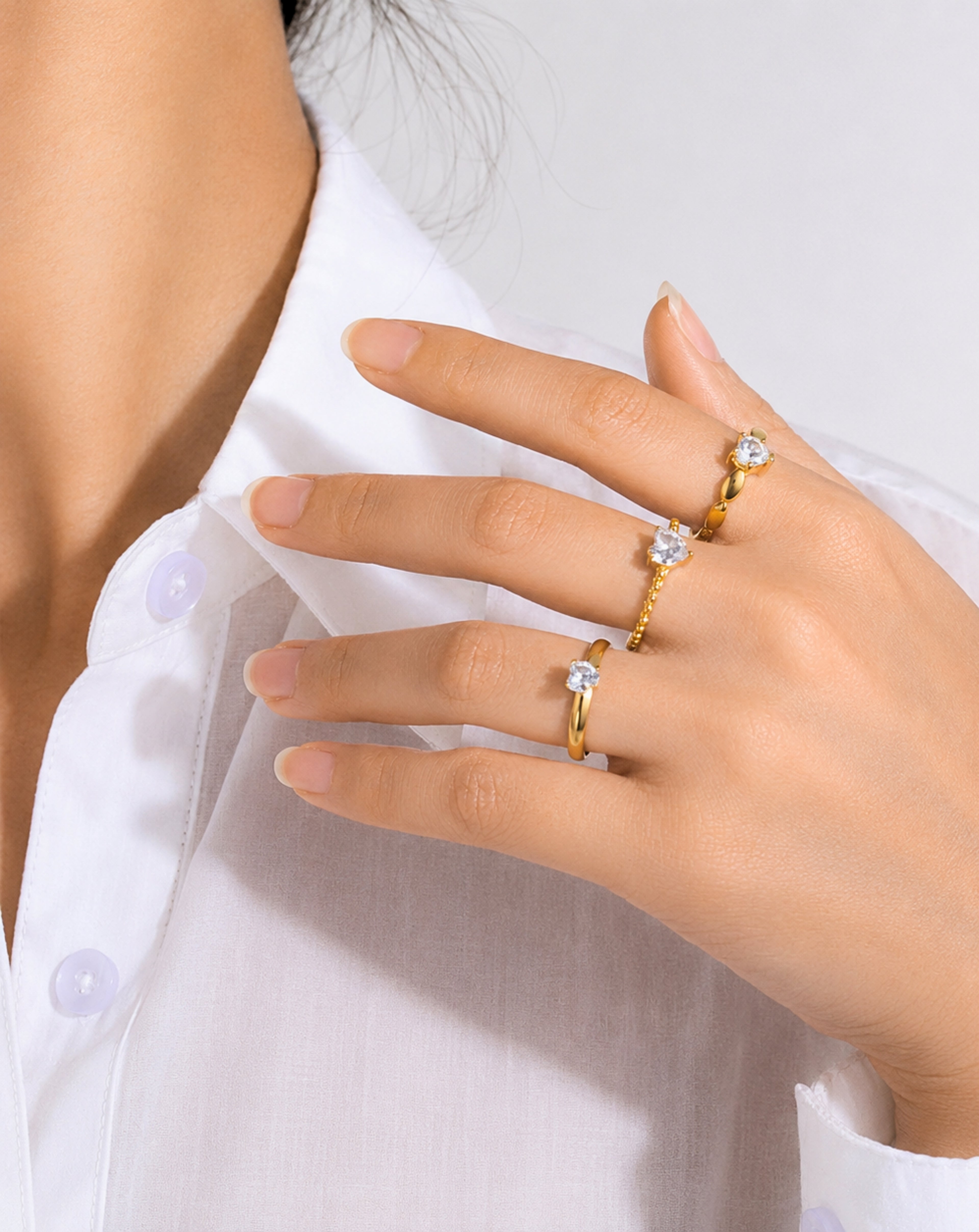 Zircon Gold Ring for Women | Stainless Steel Statement Ring