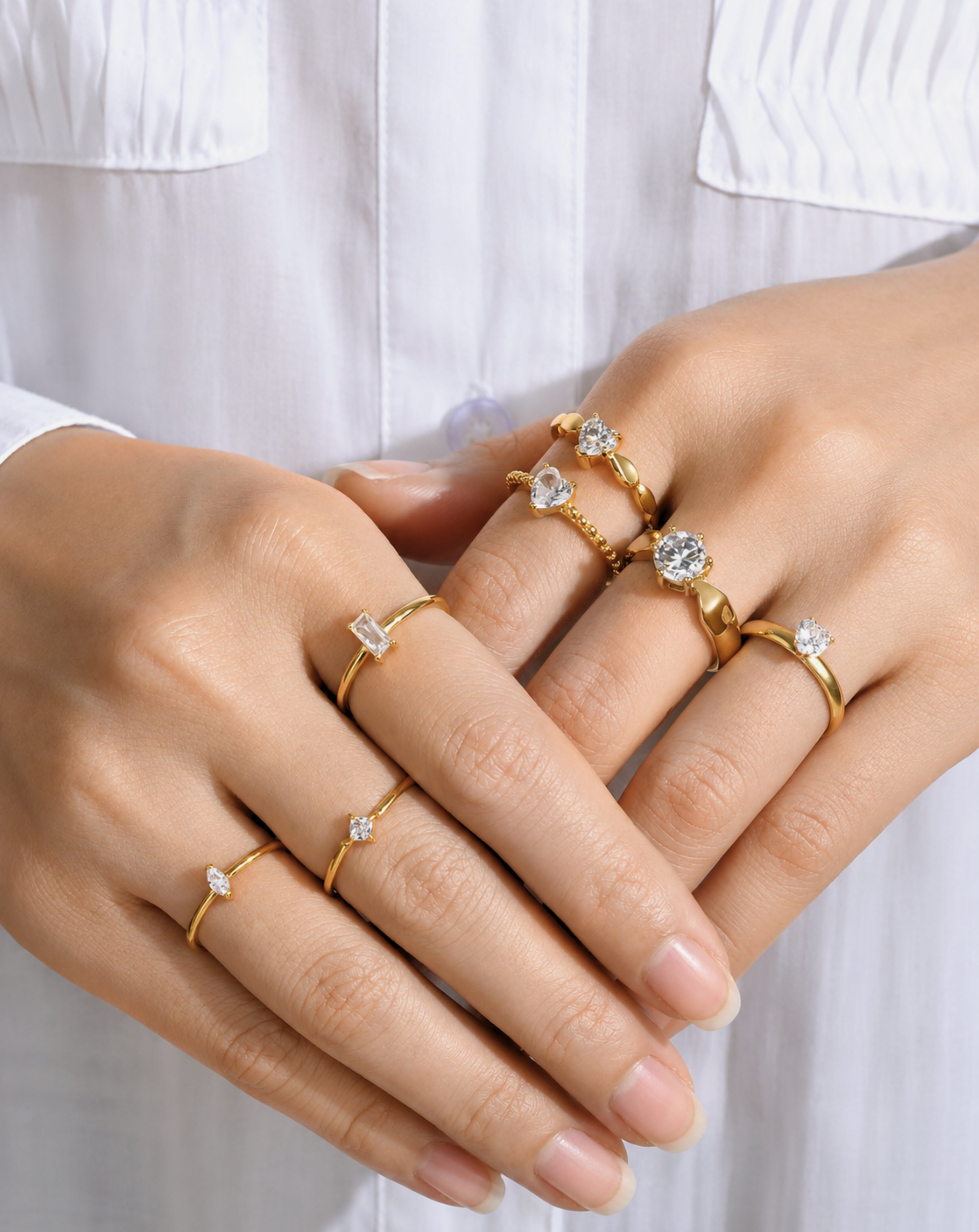 Zircon Gold Ring for Women | Stainless Steel Statement Ring