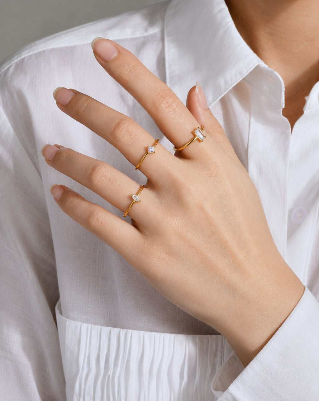 Zircon Gold Ring for Women | Stainless Steel Statement Ring