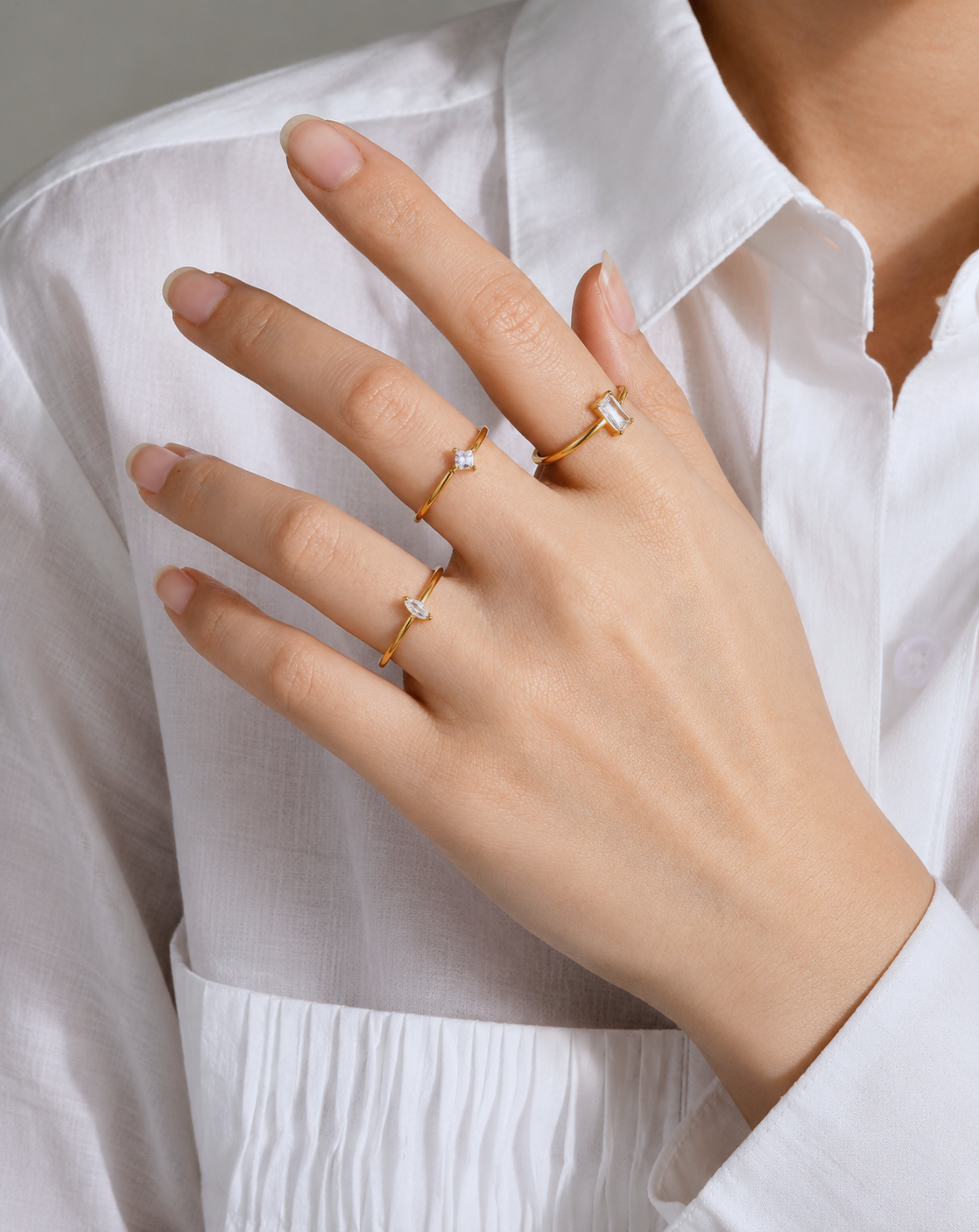 Zircon Gold Ring for Women | Stainless Steel Statement Ring