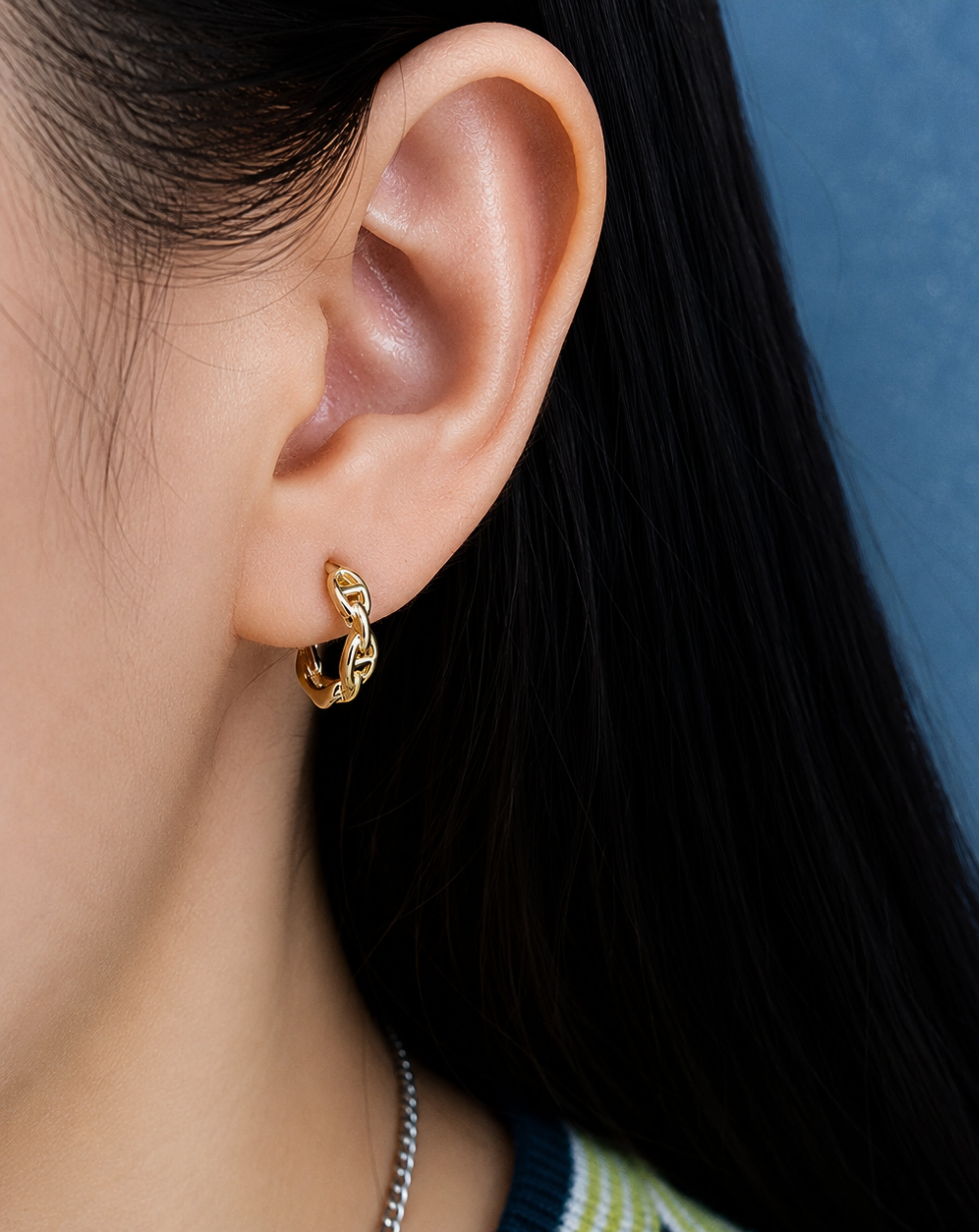 925 Sterling Silver Hoop Chain Earrings for Women | Gold & White Gold