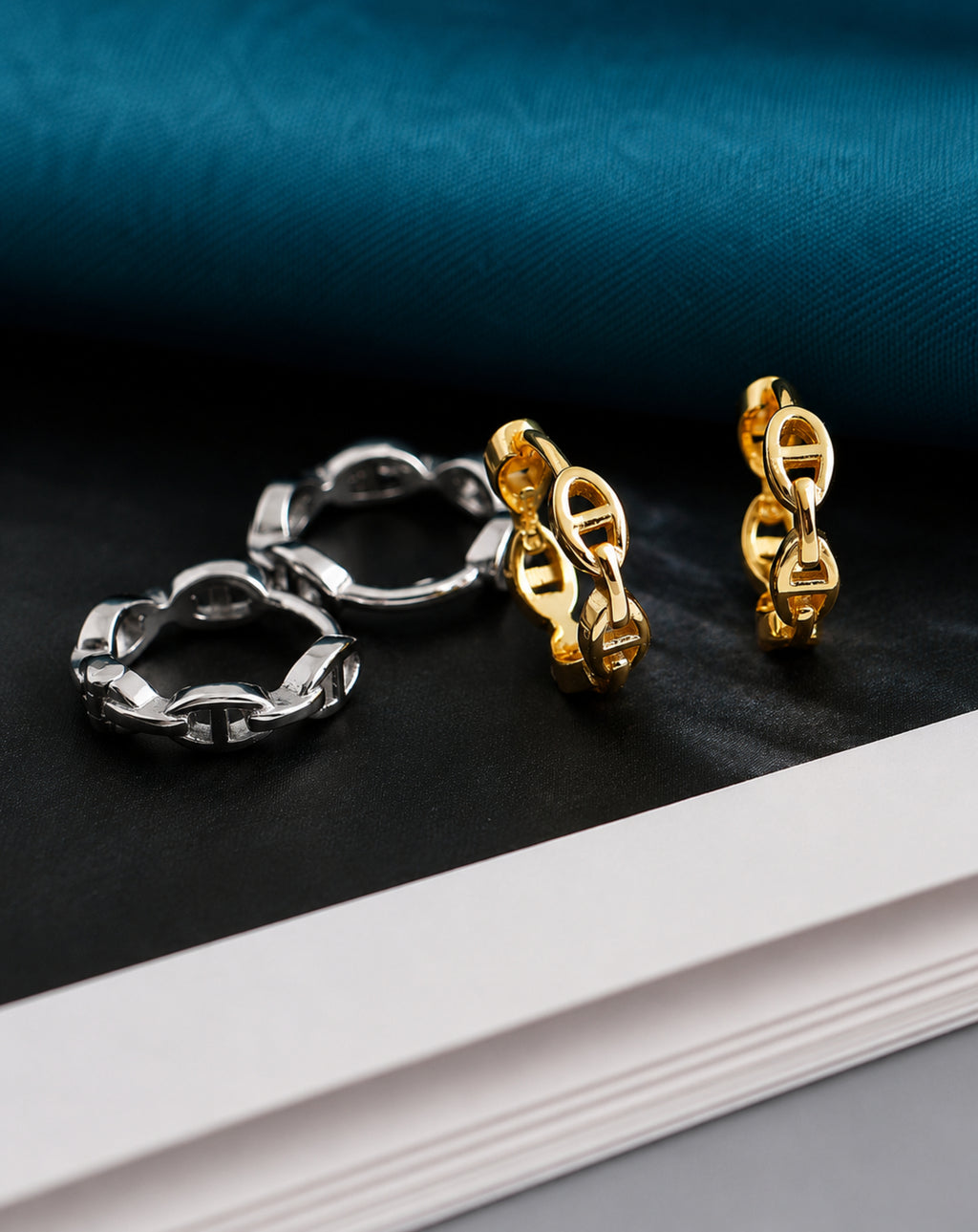 925 Sterling Silver Hoop Chain Earrings for Women | Gold & White Gold