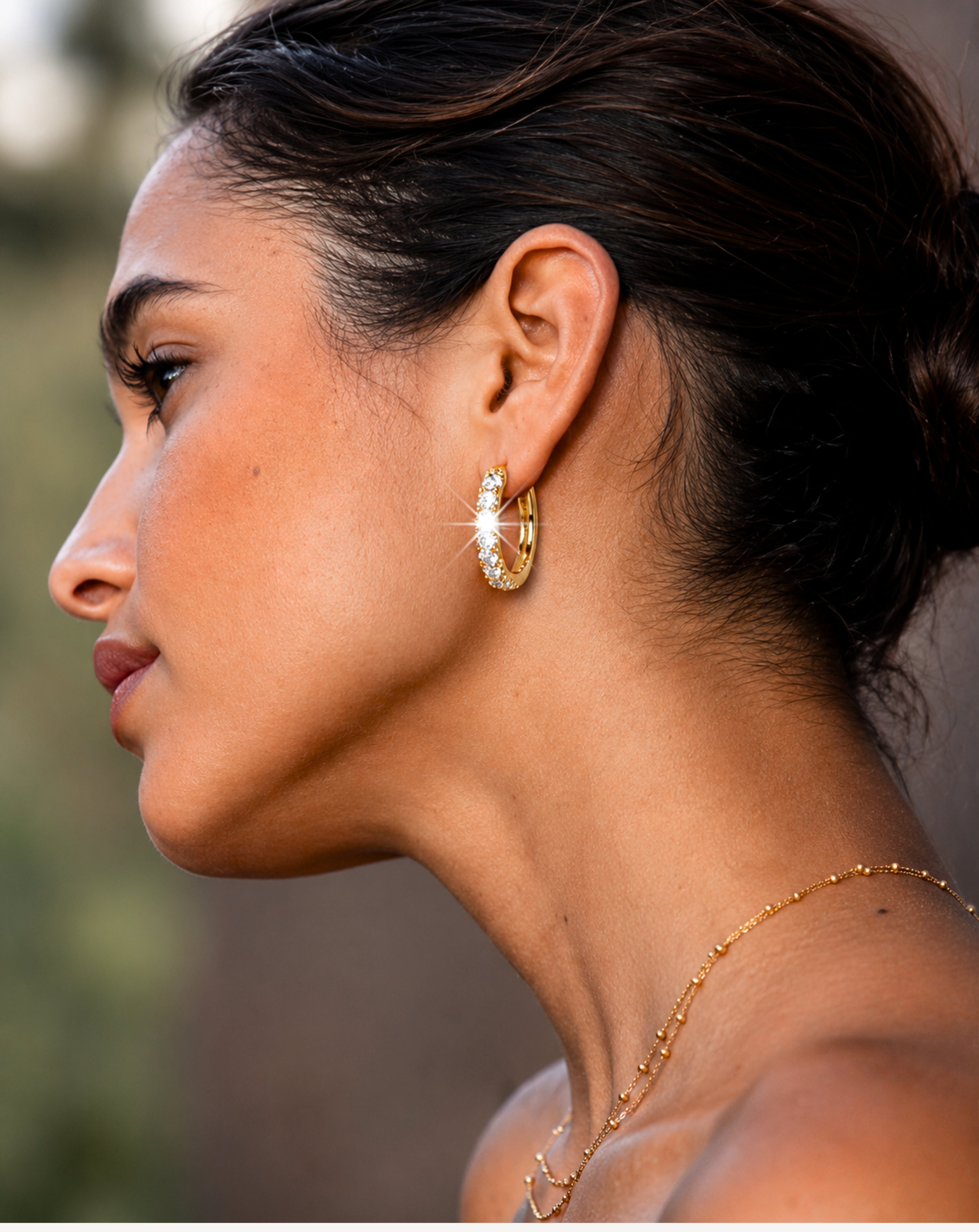 925 Sterling Silver Crystal Hoop Earrings | Gold, Rose Gold & Silver