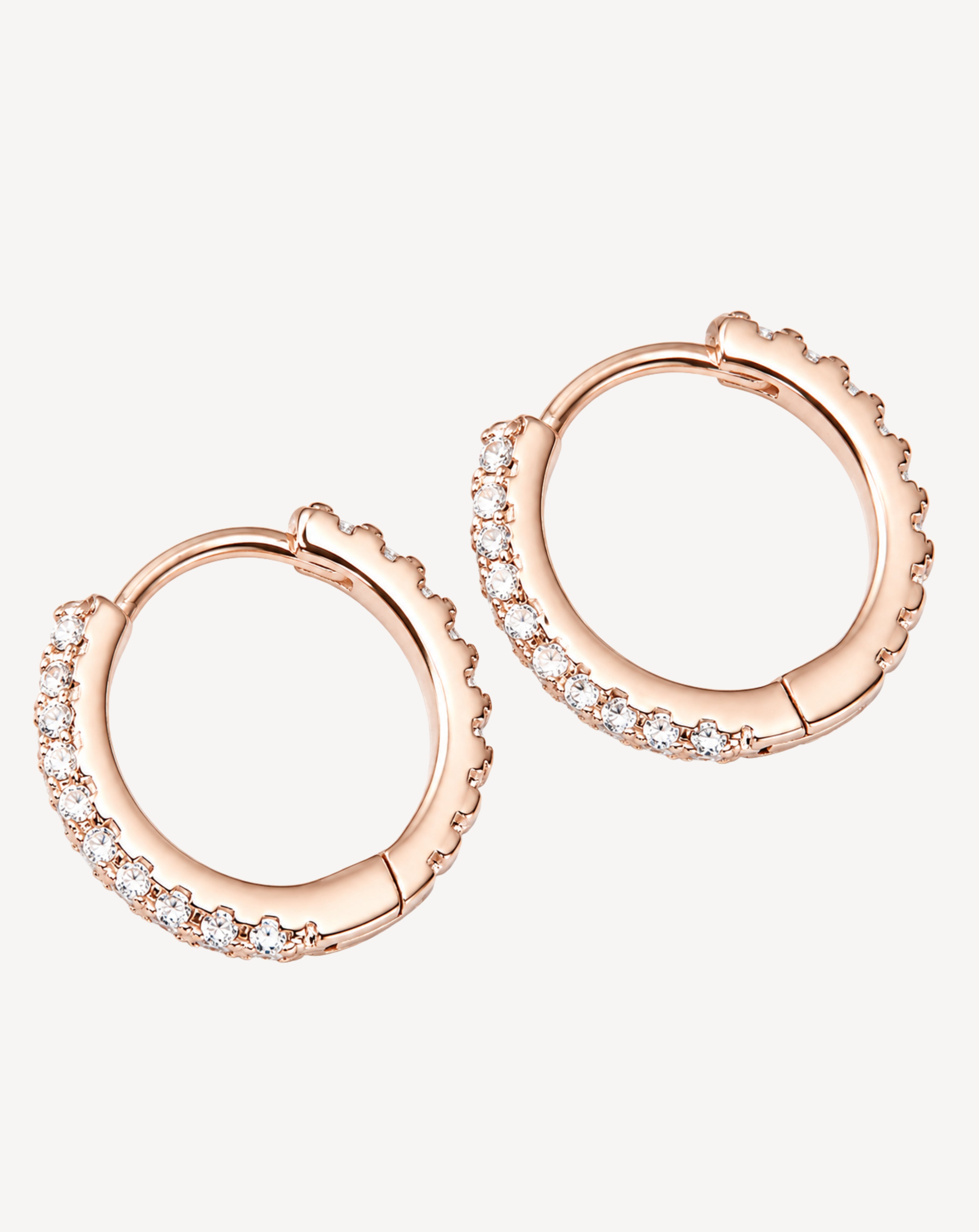 925 Sterling Silver Crystal Hoop Earrings | Gold, Rose Gold & Silver