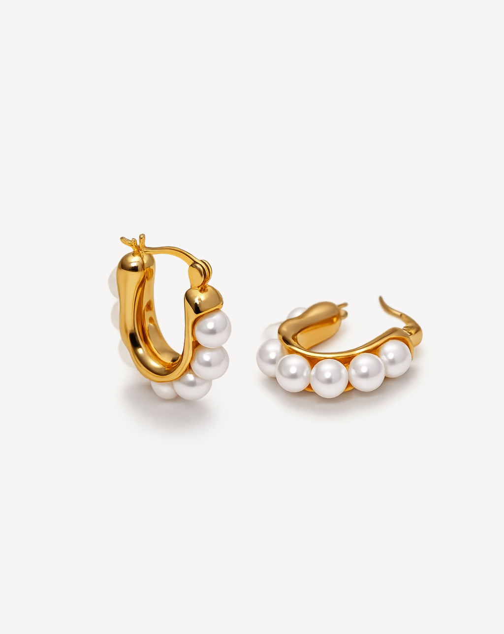European American French Retro U-shaped Pearl Earring Girl