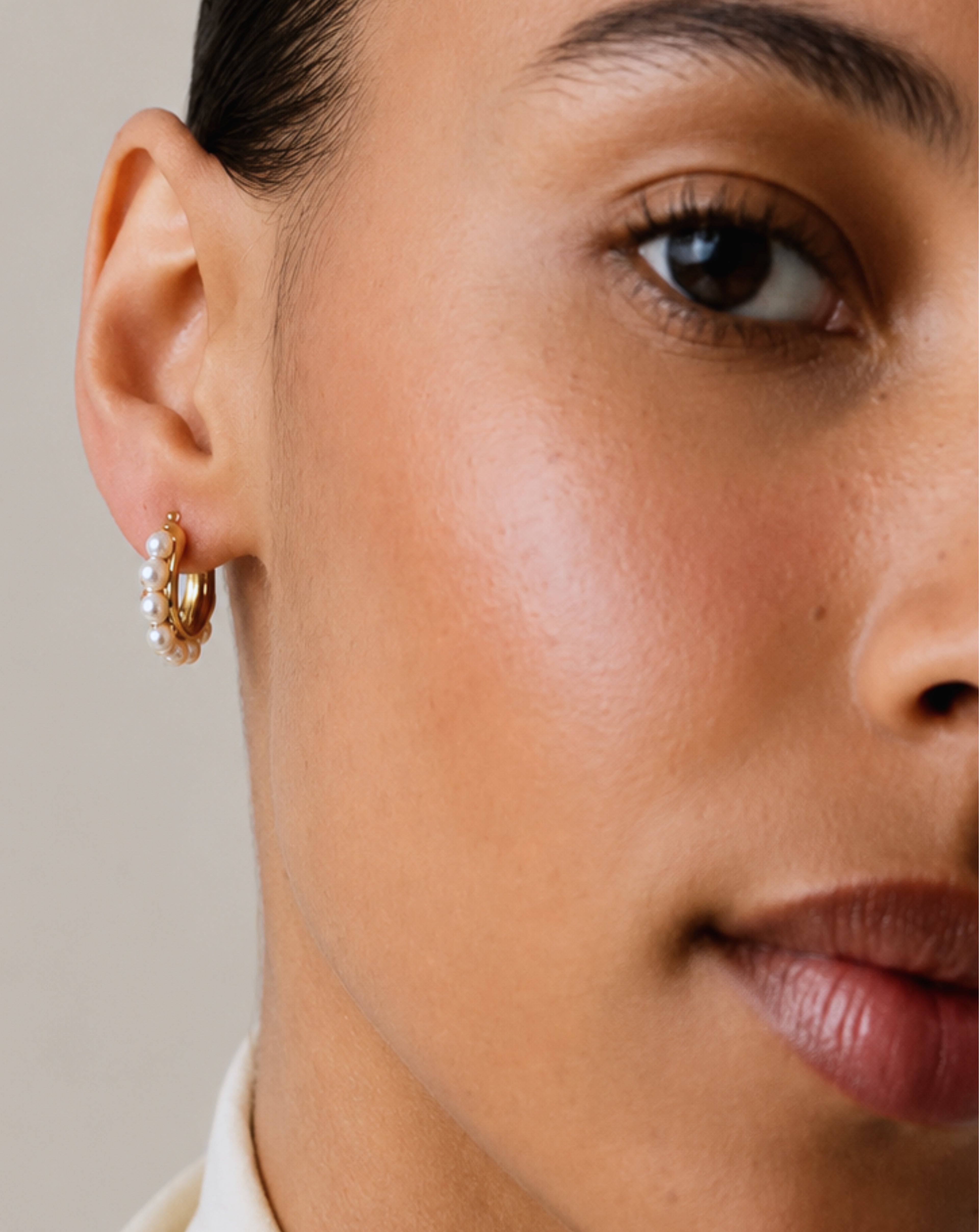 European American French Retro U-shaped Pearl Earring Girl