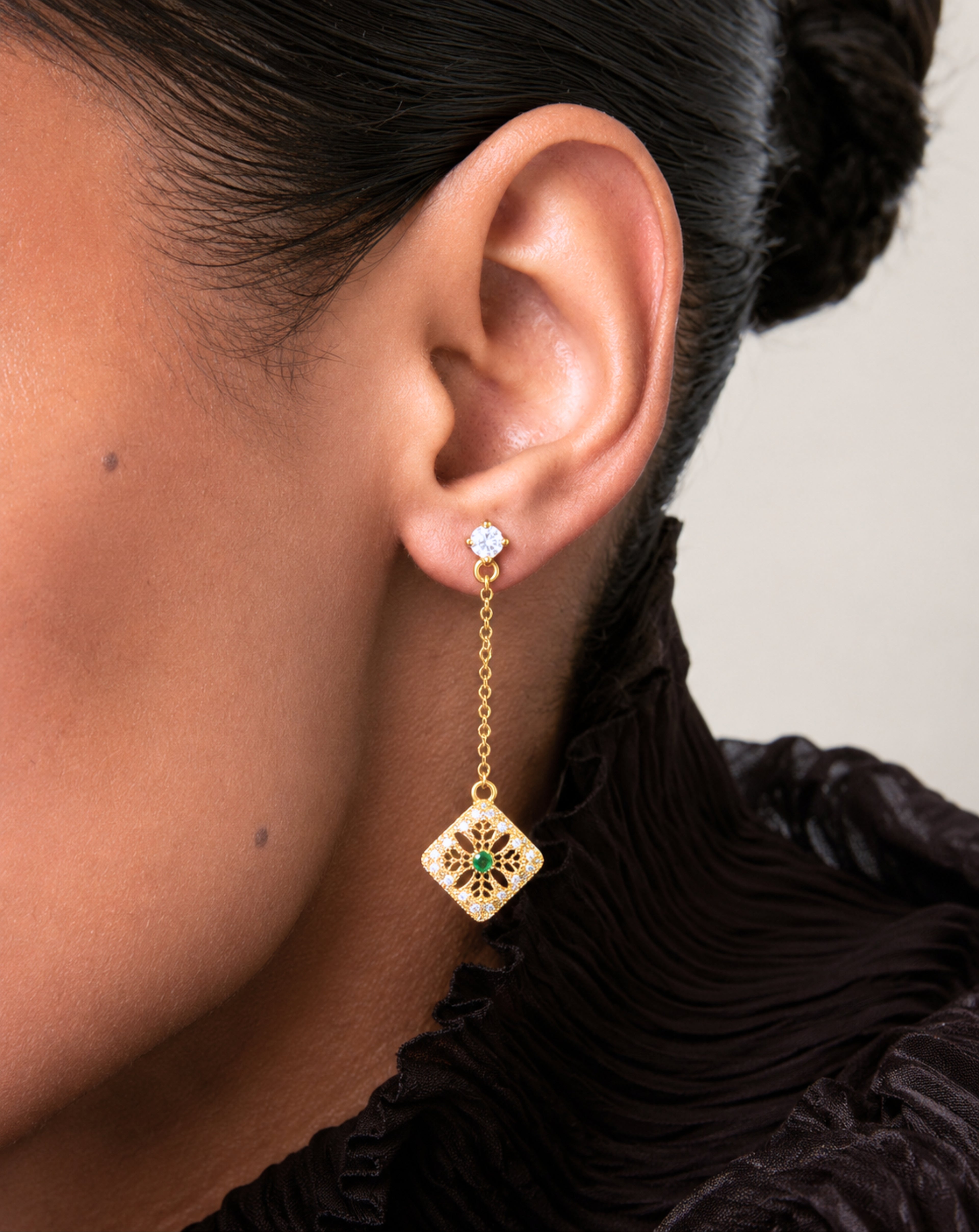Fringe Earrings Emerald Diamond Earring Earrings