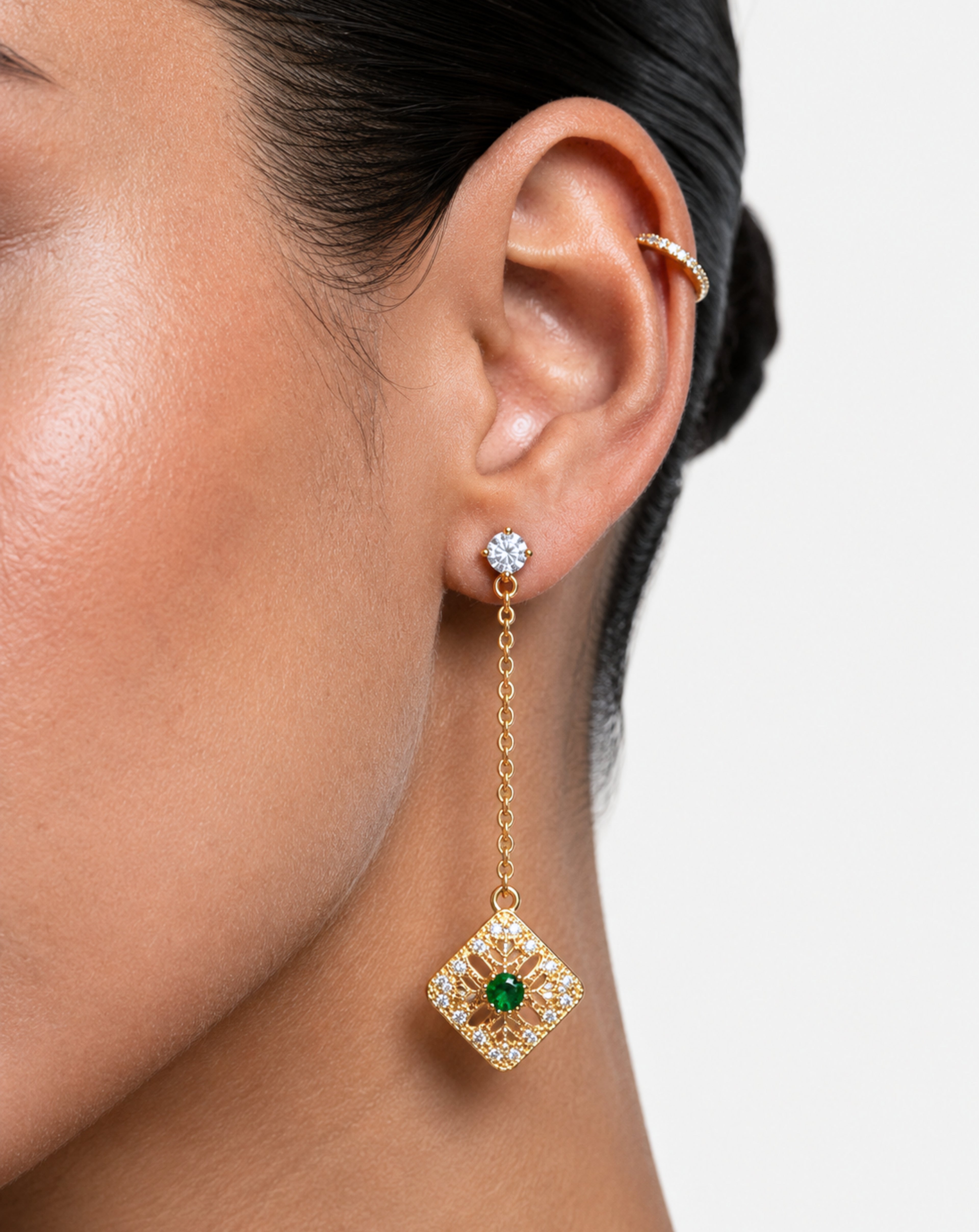 Fringe Earrings Emerald Diamond Earring Earrings