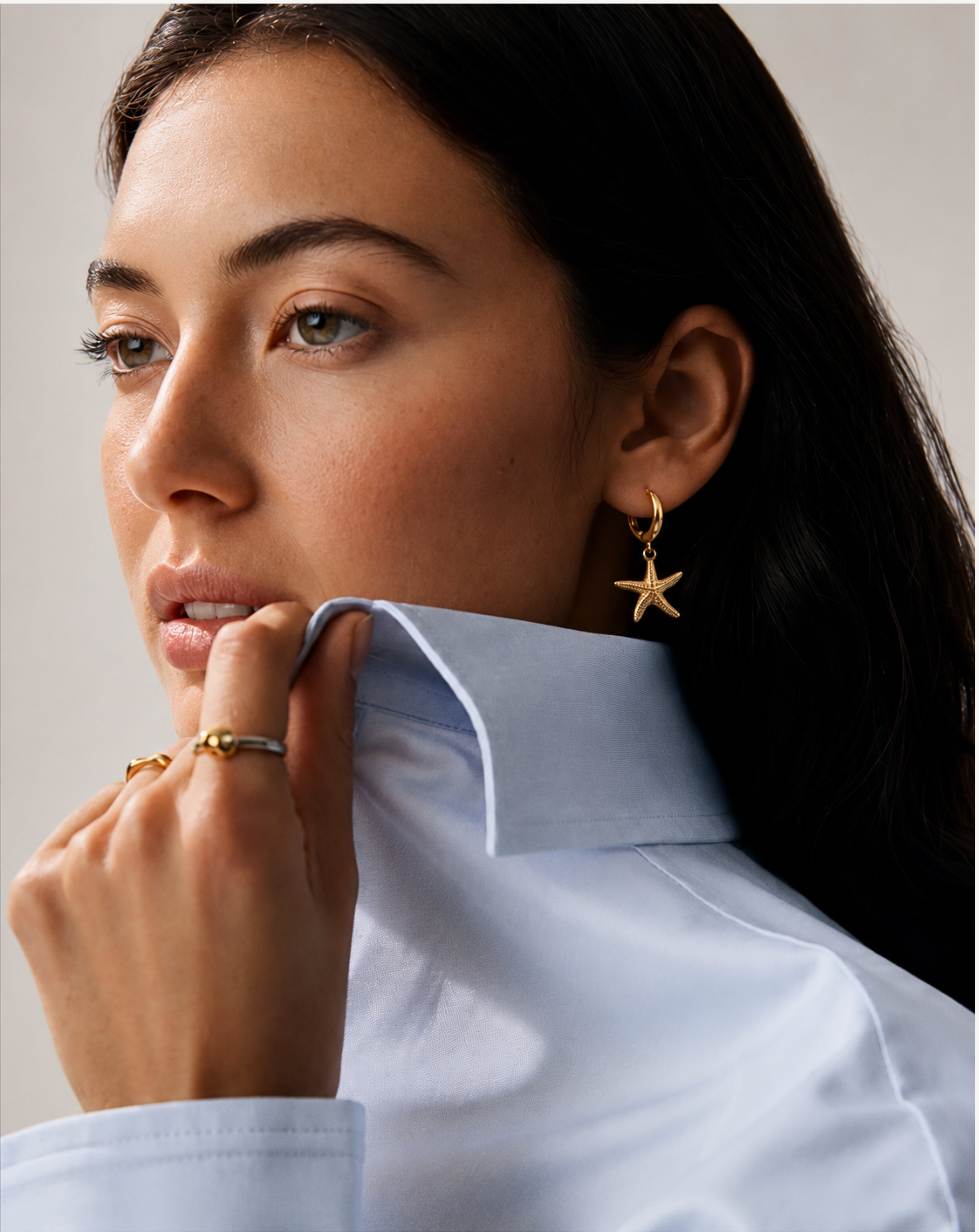 Island style starfish s925 silver earring