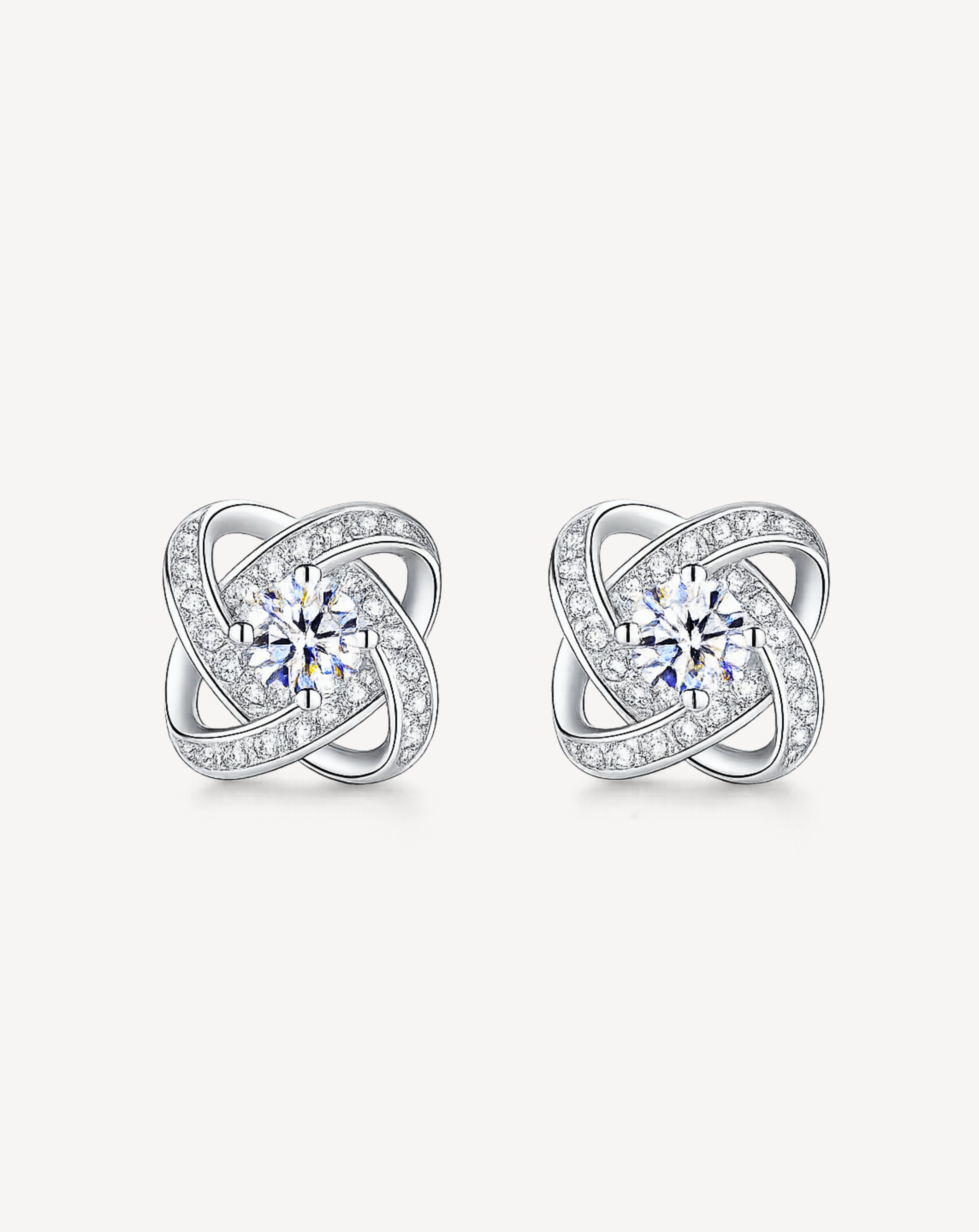 Sterling Silver Four-leaf Clover Earring Necklace