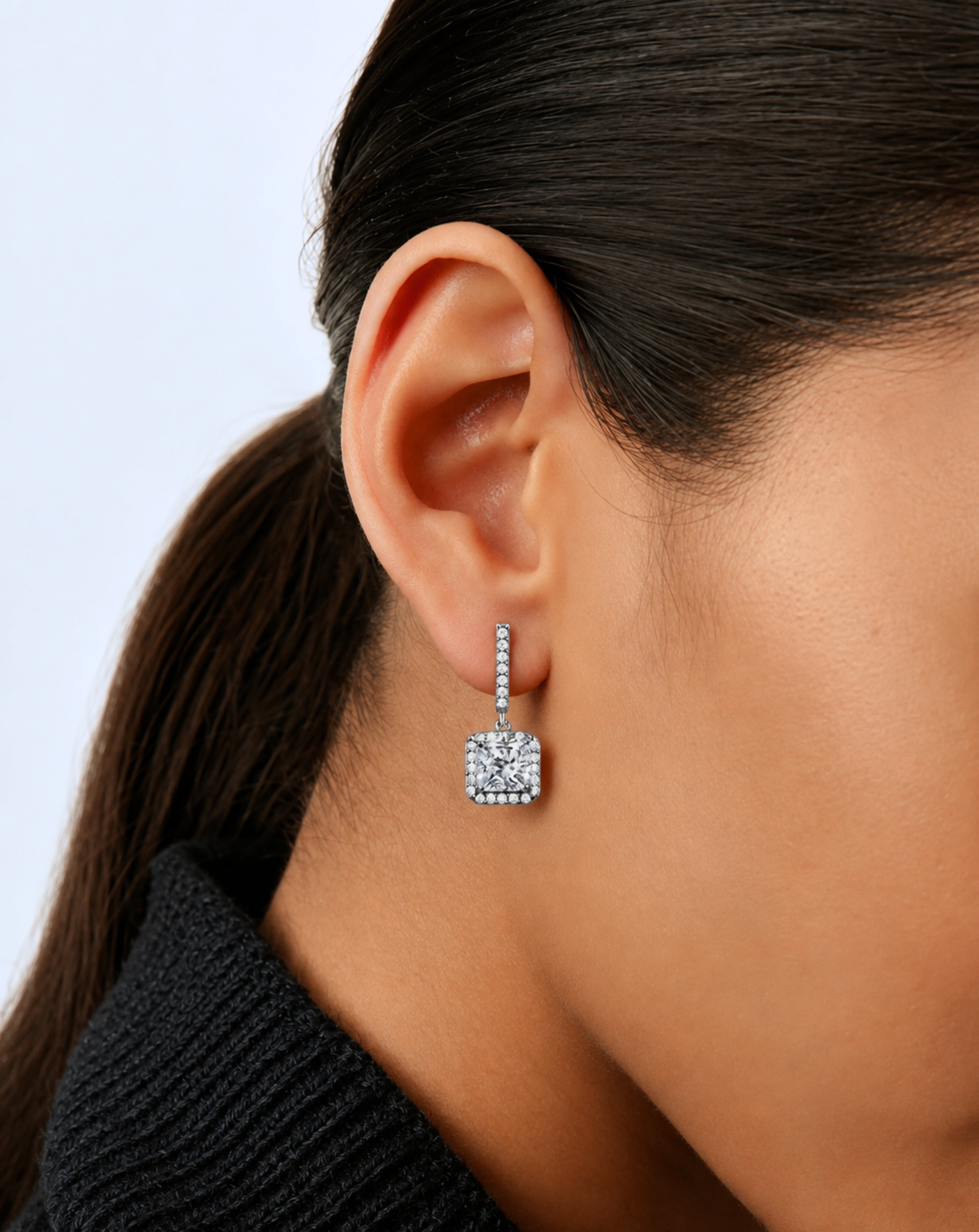 Top Quality Austrian Crystal Big Geomatric CZ Fashion Luxury Zircon Women Ear Stud Earrings Elegant Earring For Party