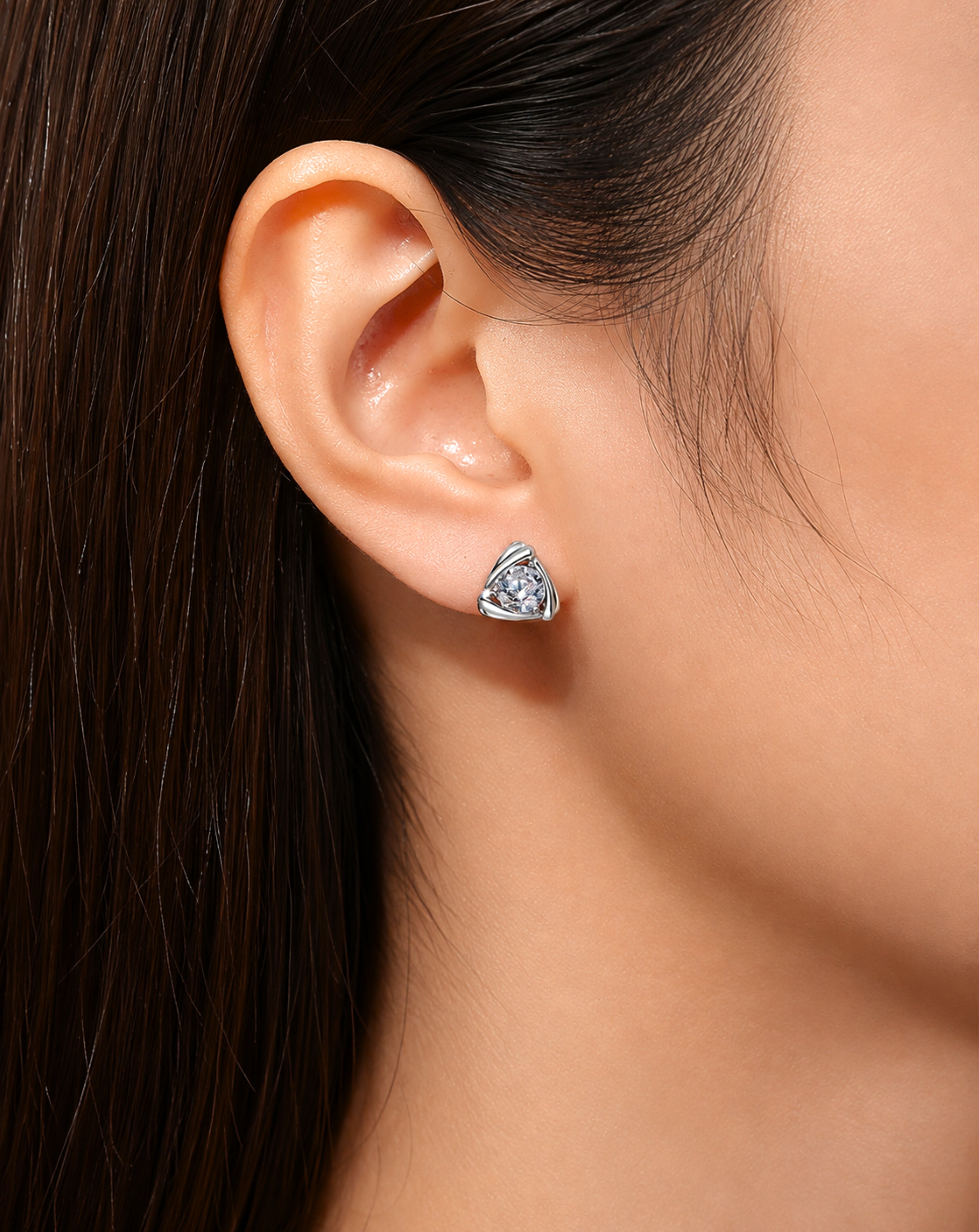 Women's Triangle Silver Plated Earring Jewelry