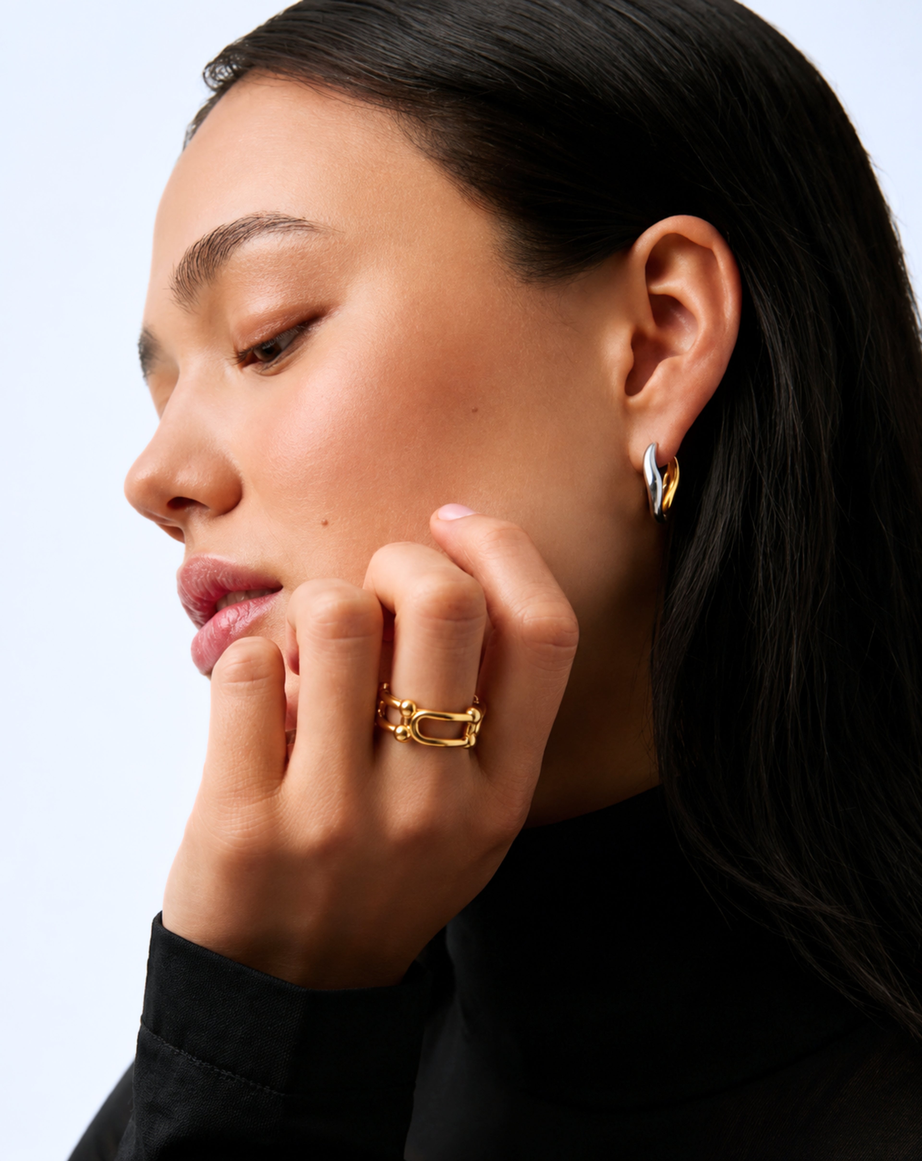 18K Gold Plated Paper Clip Ring for Women | Adjustable Minimal Ring