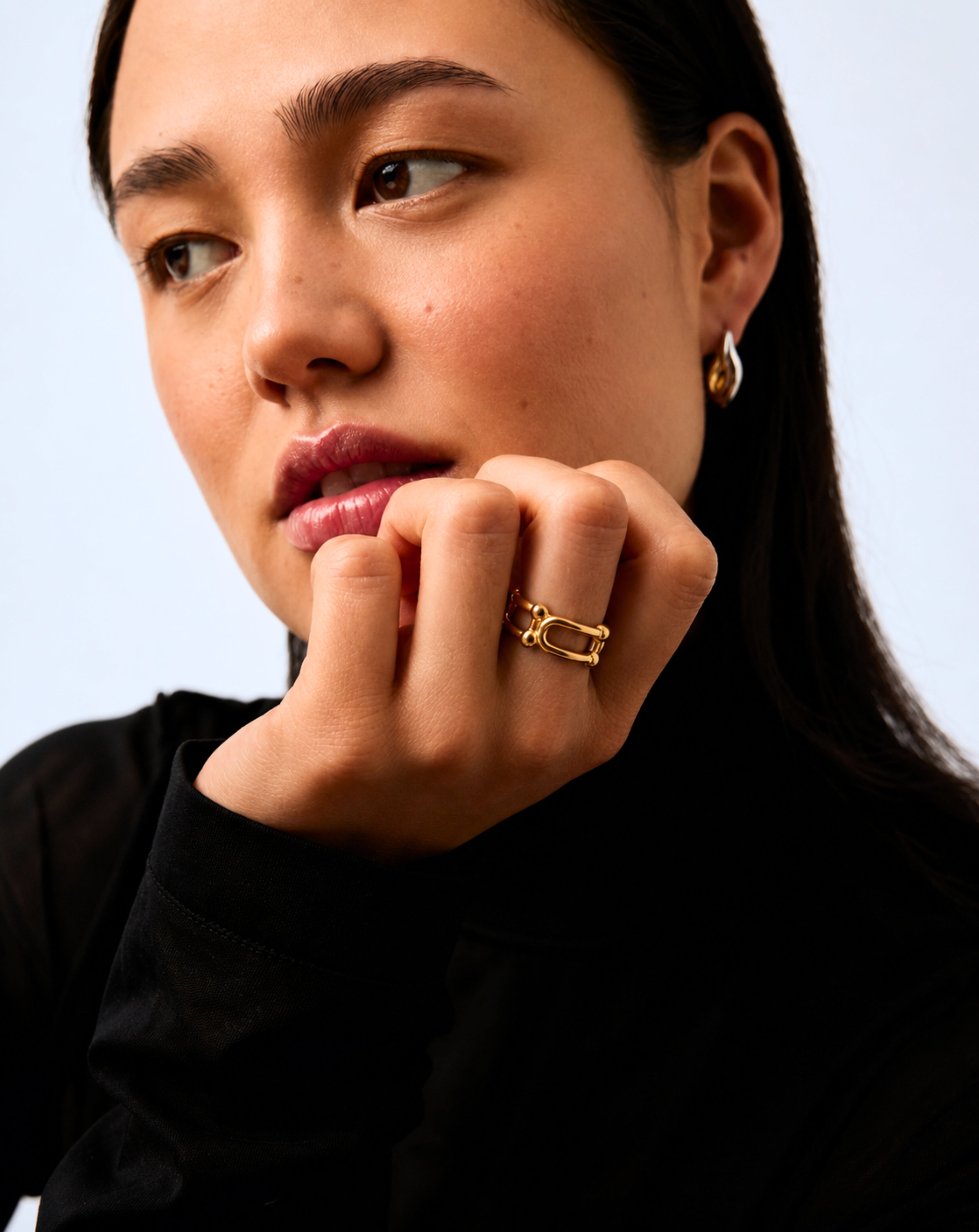 18K Gold Plated Paper Clip Ring for Women | Adjustable Minimal Ring