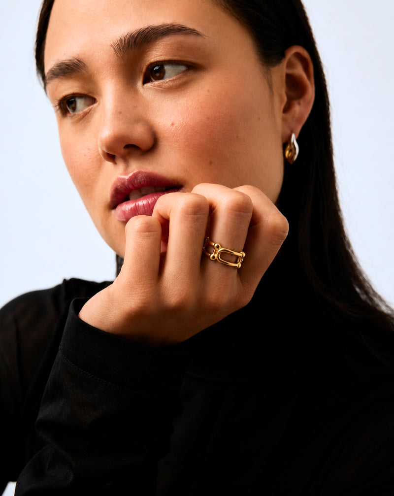 18K Gold Plated Paper Clip Ring for Women | Adjustable Minimal Ring