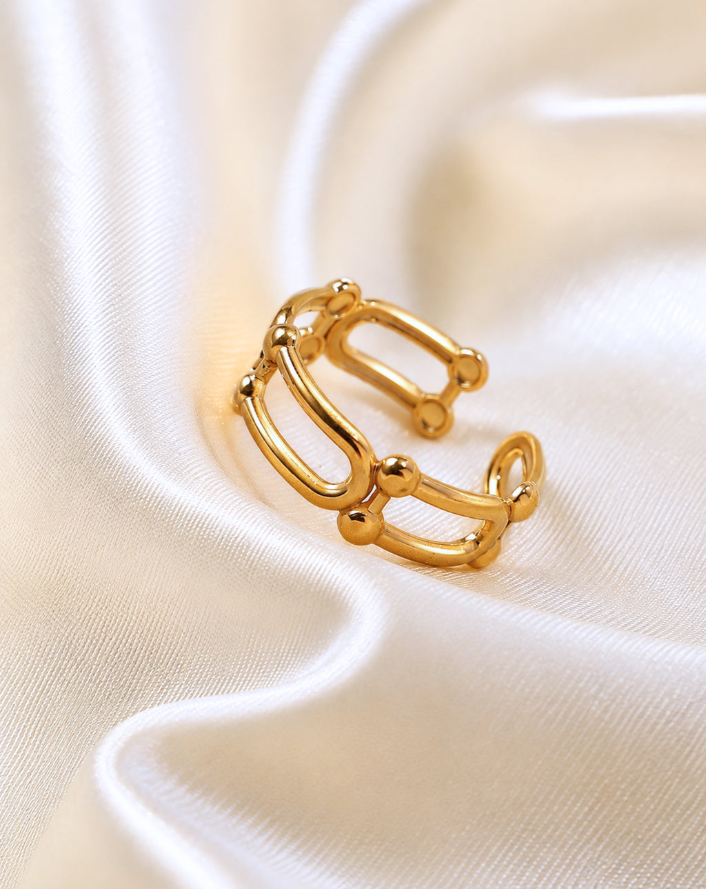 18K Gold Plated Paper Clip Ring for Women | Adjustable Minimal Ring