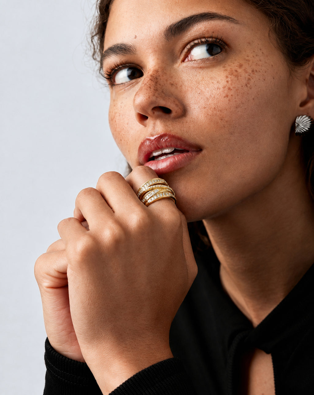 Gold-Plated Multi-Layer Adjustable Ring for Women | Revosha