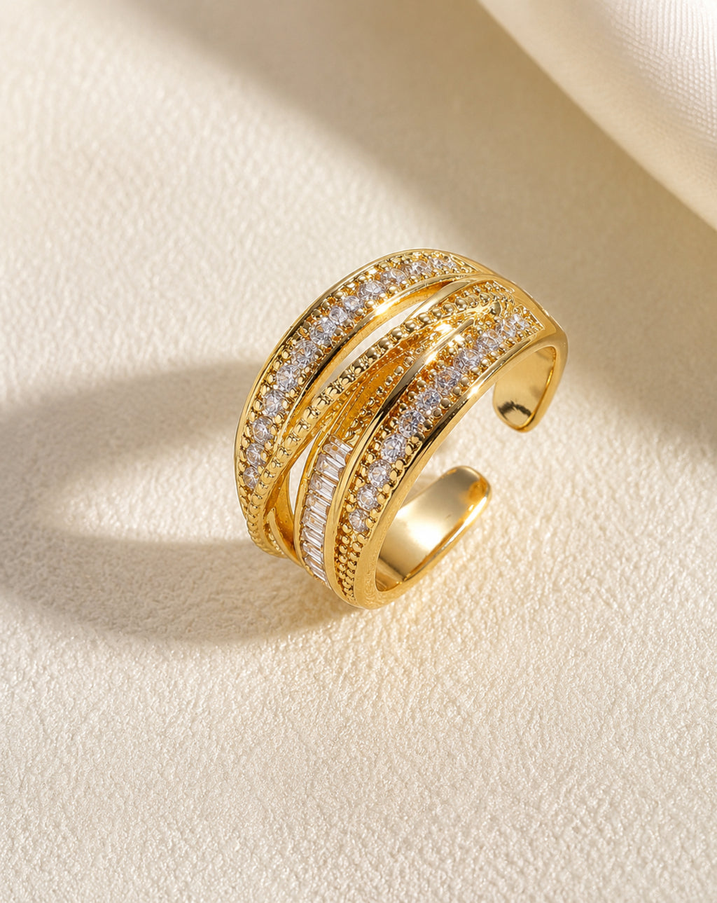 Gold-Plated Multi-Layer Adjustable Ring for Women | Revosha