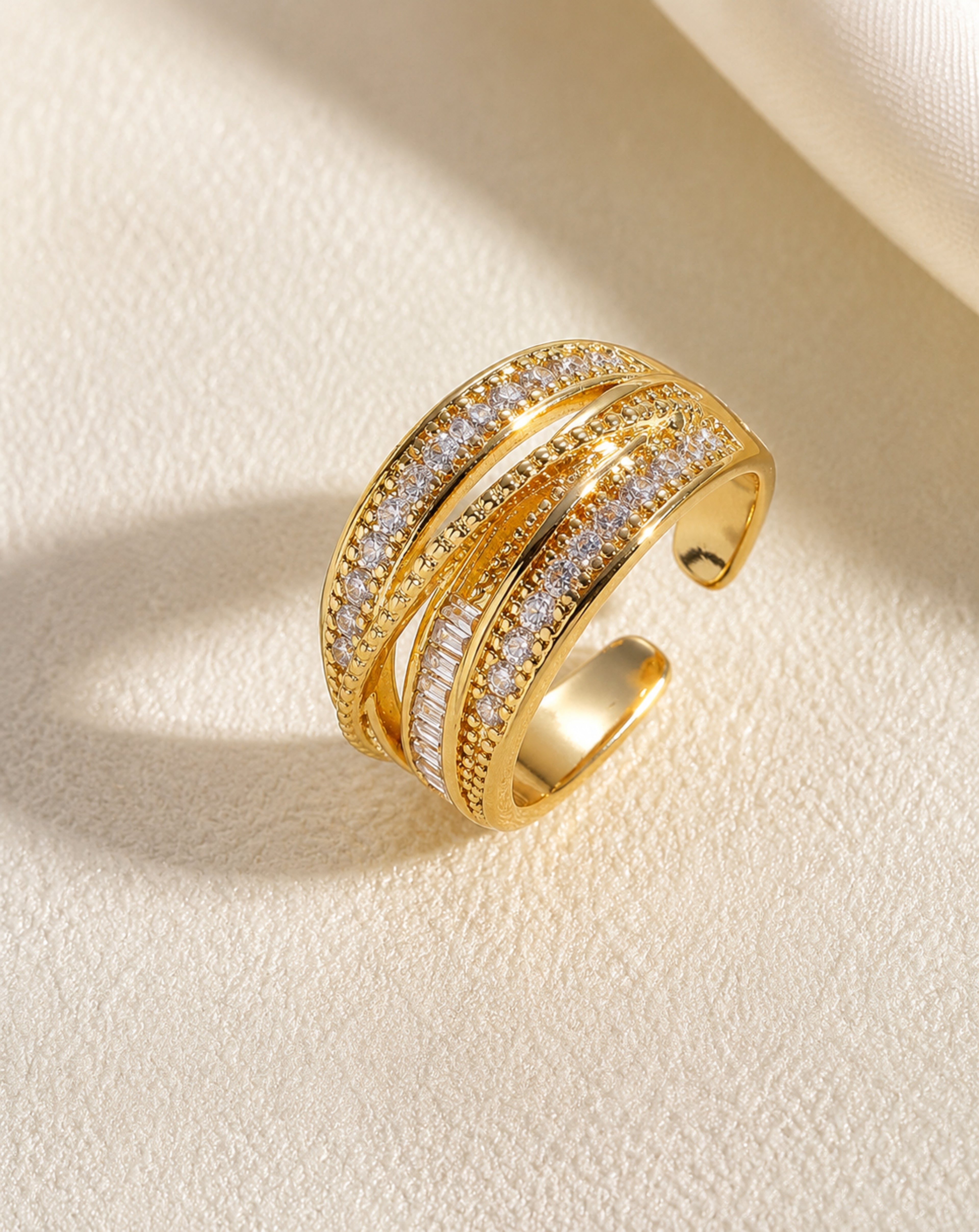 Gold-Plated Multi-Layer Adjustable Ring for Women | Revosha
