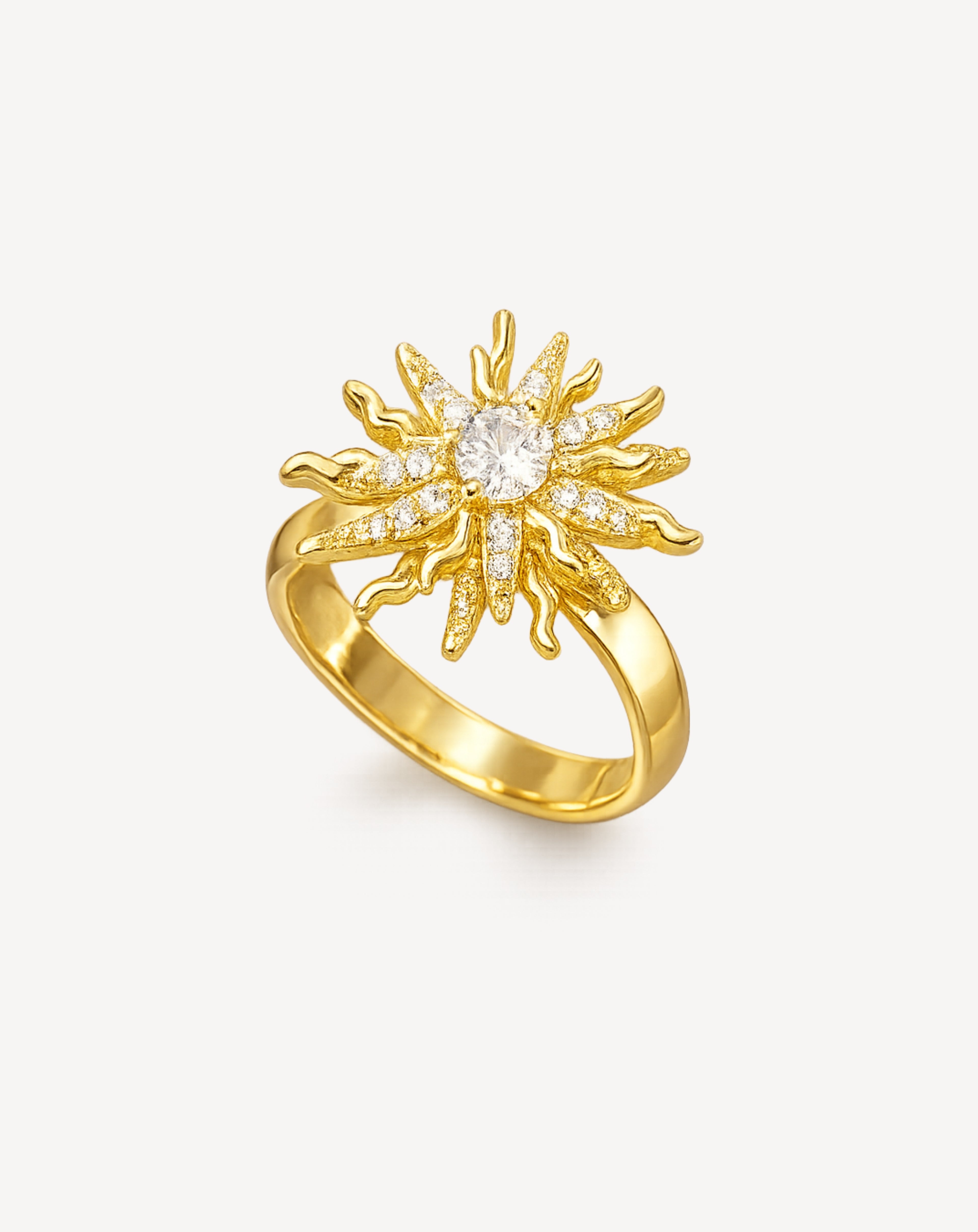 Sunflower Zircon Flower Ring for Women | Gold Floral Statement Ring  Product Description