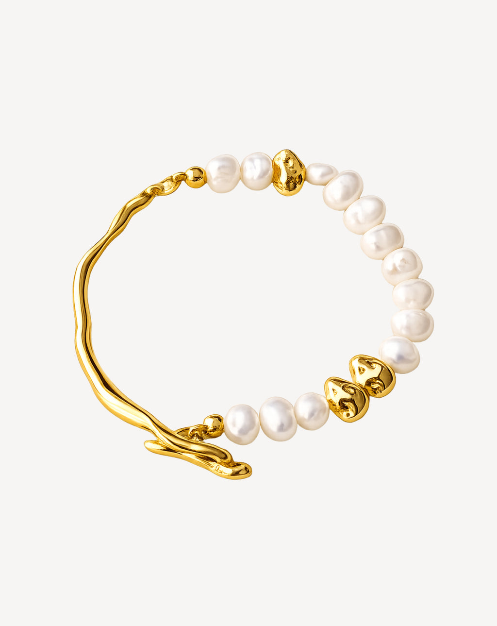 Gold-Tone Pearl Bracelet | Electroplated Copper for Women