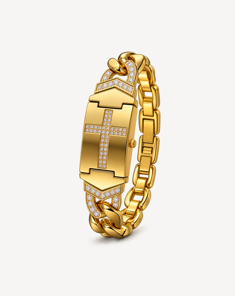 Women's Gold-Tone Bracelet Watch | Vintage Retro Link Design
