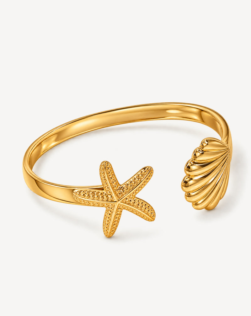Starfish Open Cuff Bracelet | Gold & Silver Stainless Steel
