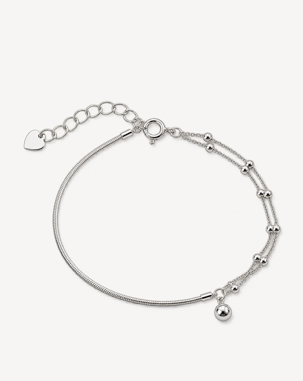 925 Silver Asymmetrical Double-Layer Bracelet | Adjustable