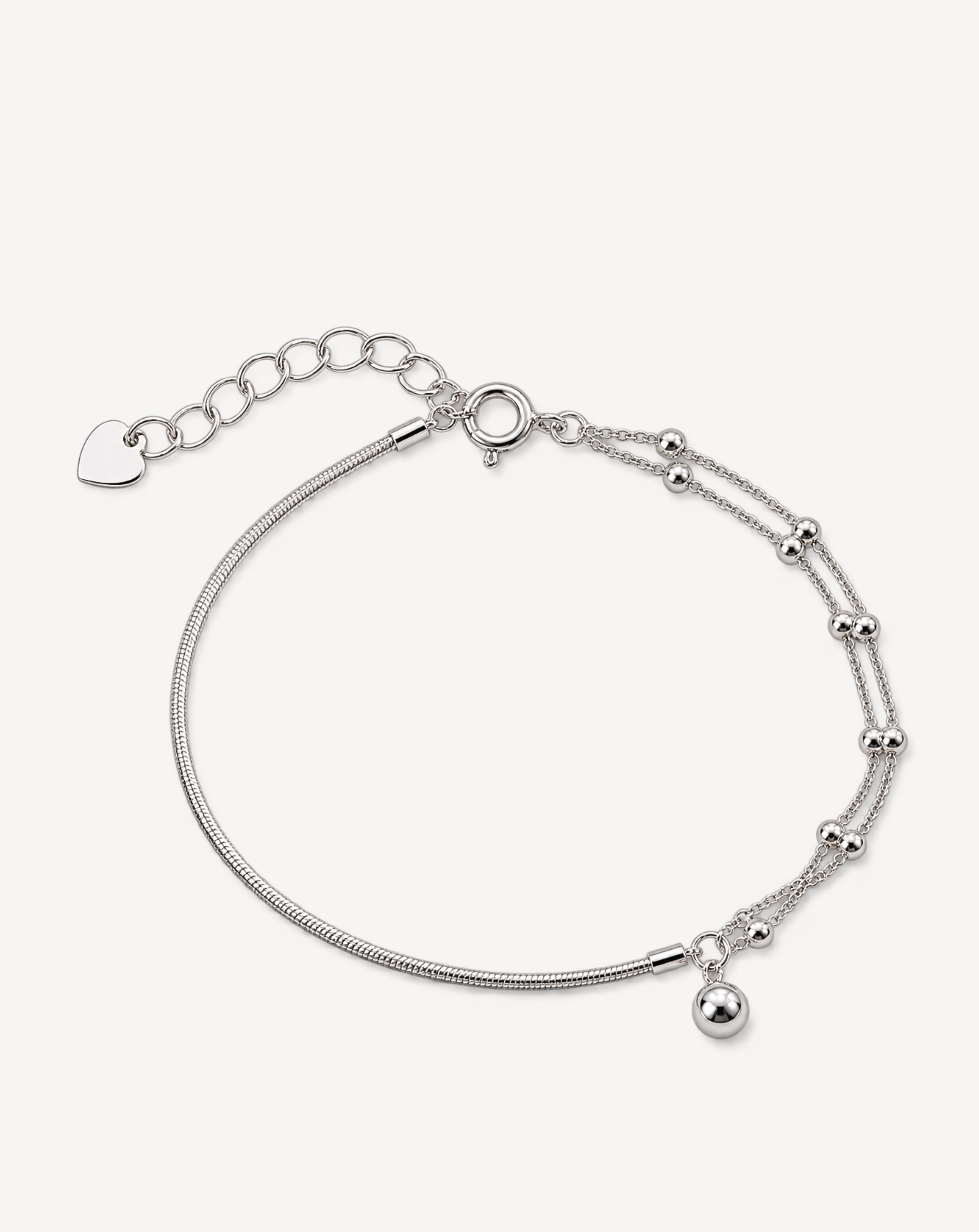 925 Silver Asymmetrical Double-Layer Bracelet | Adjustable