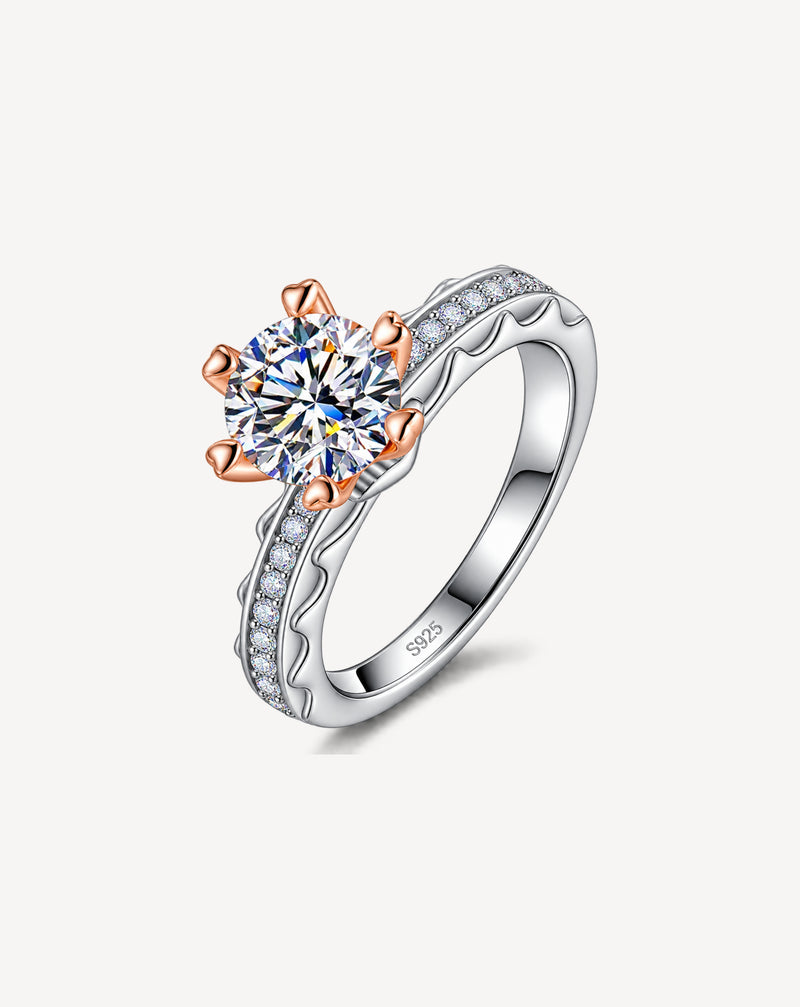 1CT Moissanite Heart Ring in 925 Sterling Silver | Twisted Pavé Band