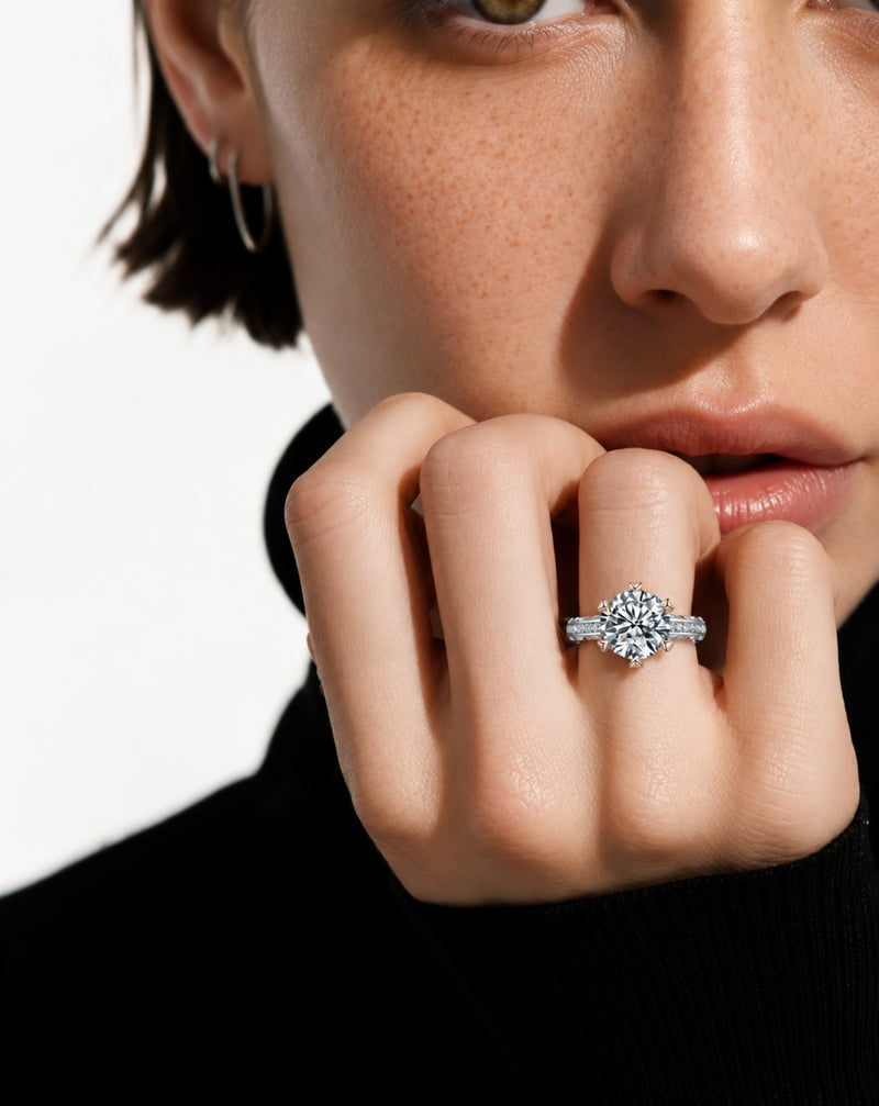 1CT Moissanite Heart Ring in 925 Sterling Silver | Twisted Pavé Band